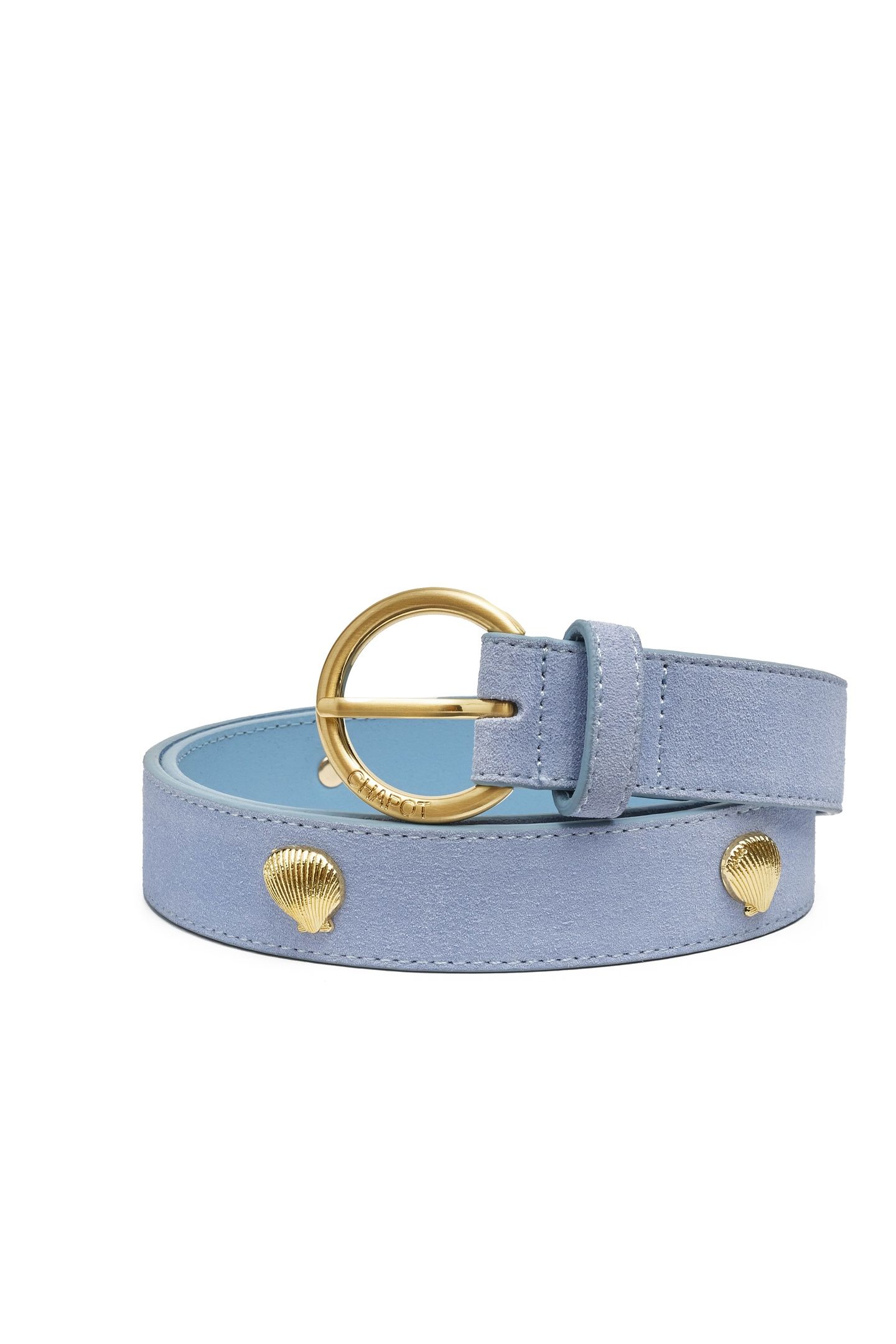 STUDDED SHELL BELT POOL BLUE 2