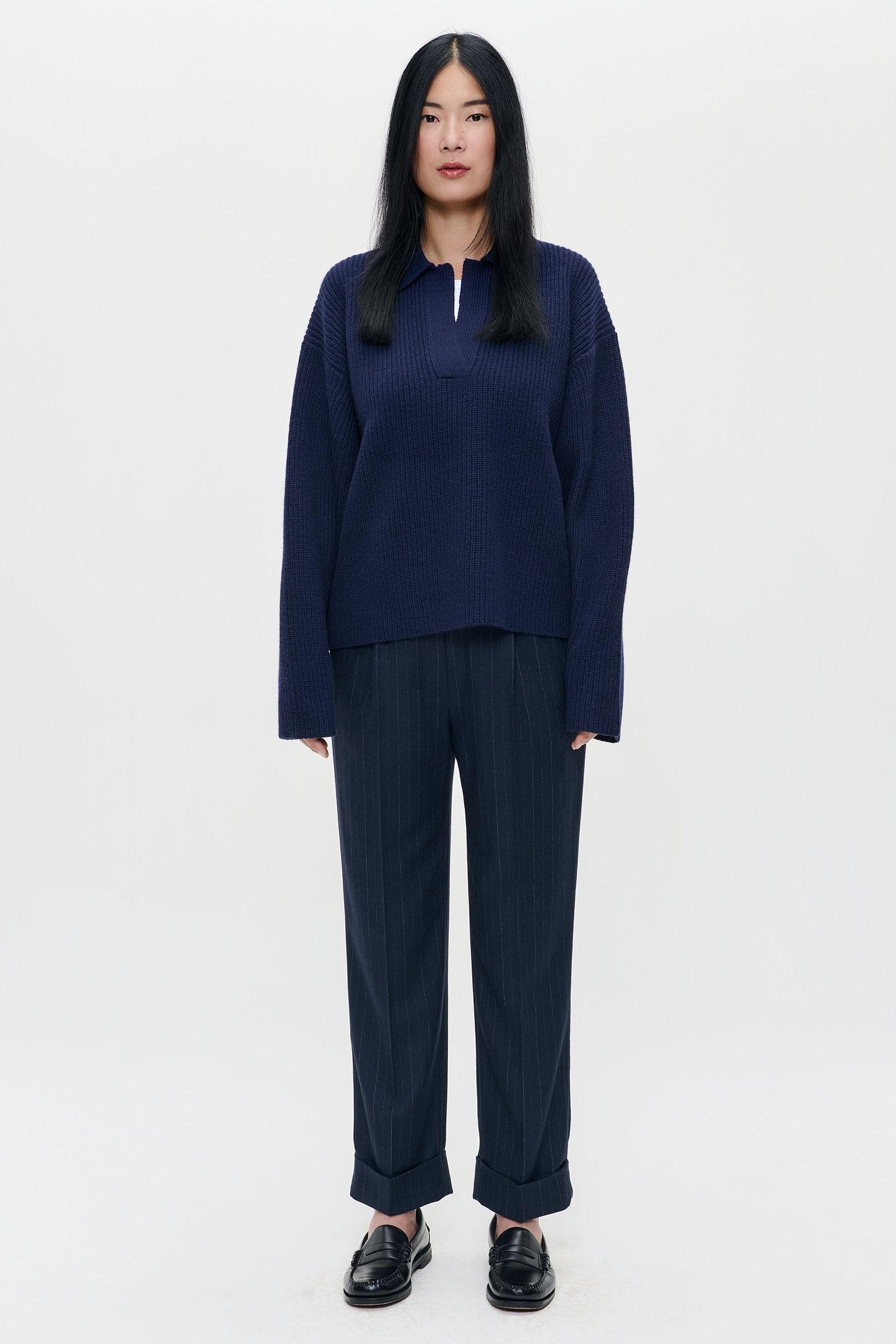 MERINO BOXY POLO DEEP BLUE 2