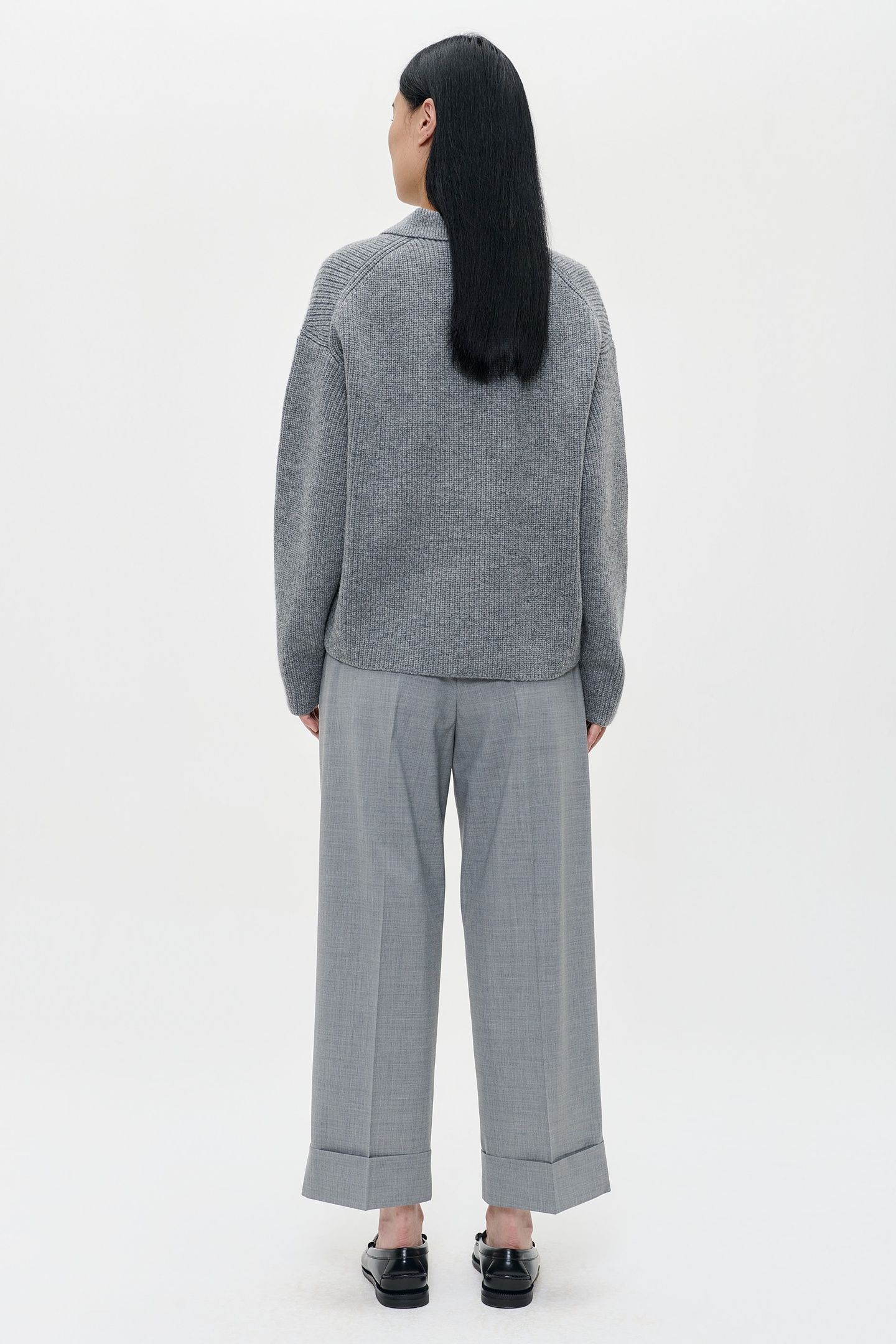 MERINO BOXY POLO GREY MELANGE 2