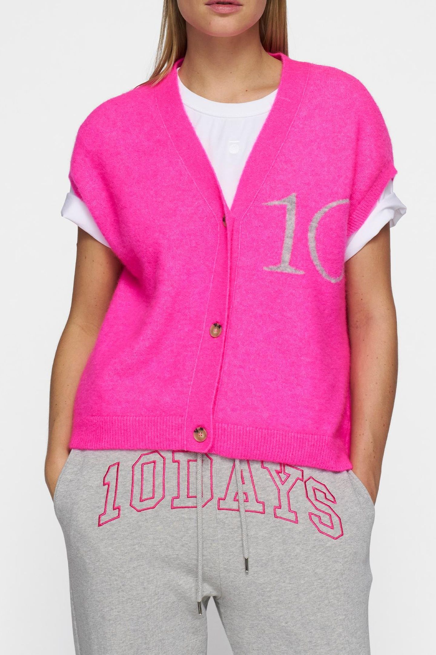 KNIT GILET NEON PINK 1