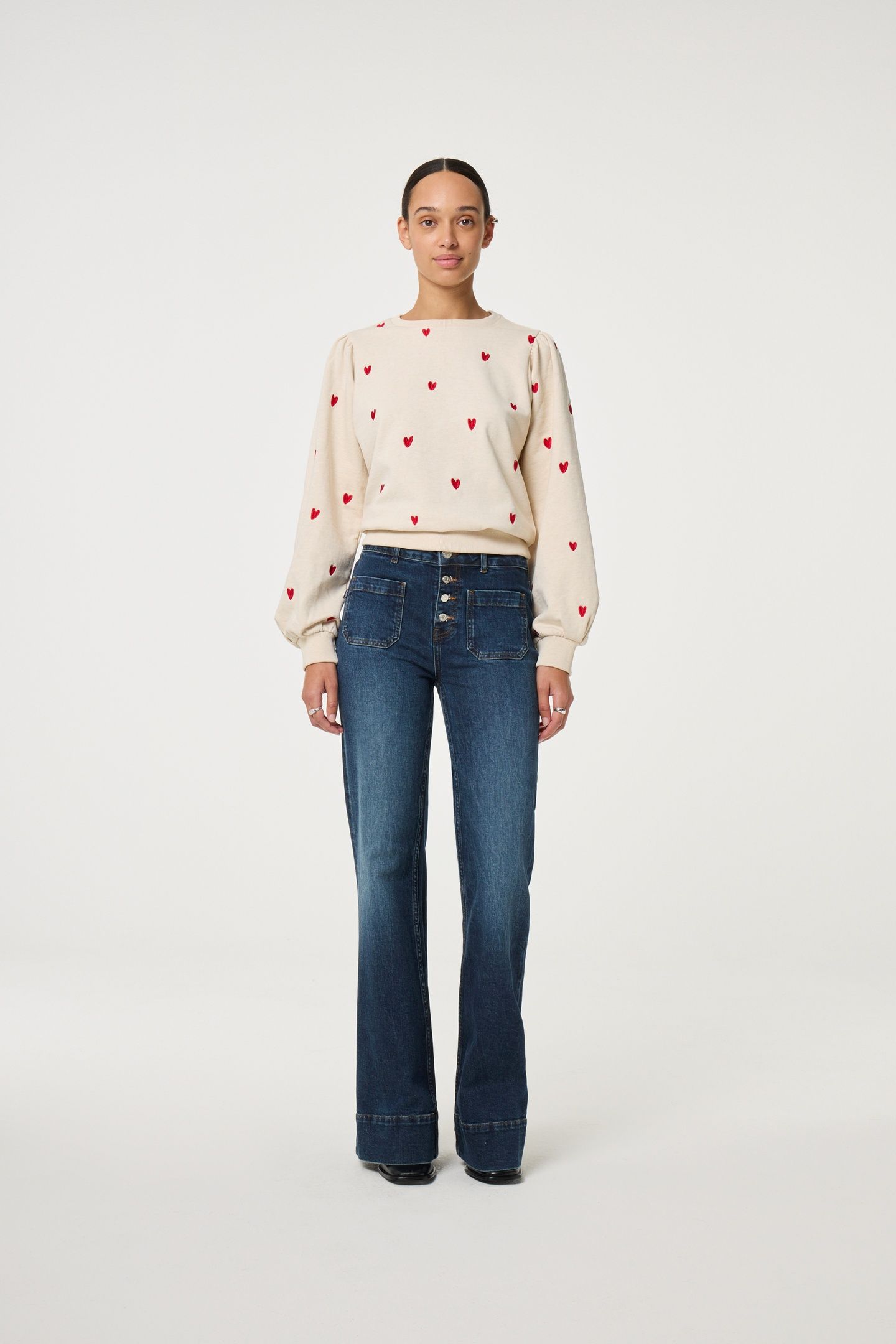 DINA SWEATER OATMEAL / DISCO RED 2