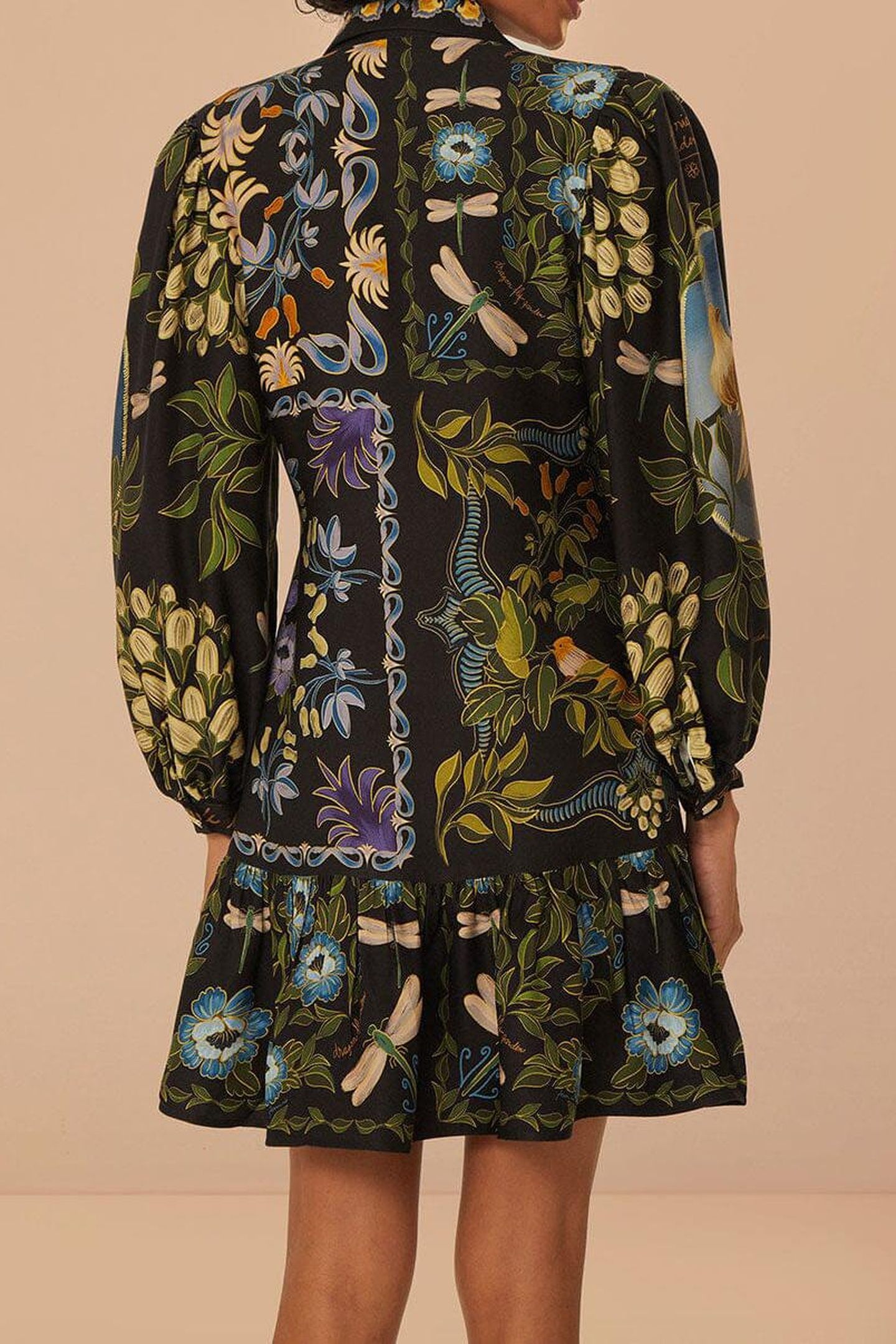 BLACK WINTER GARDEN MINI DRESS LONG SLEEVES 3