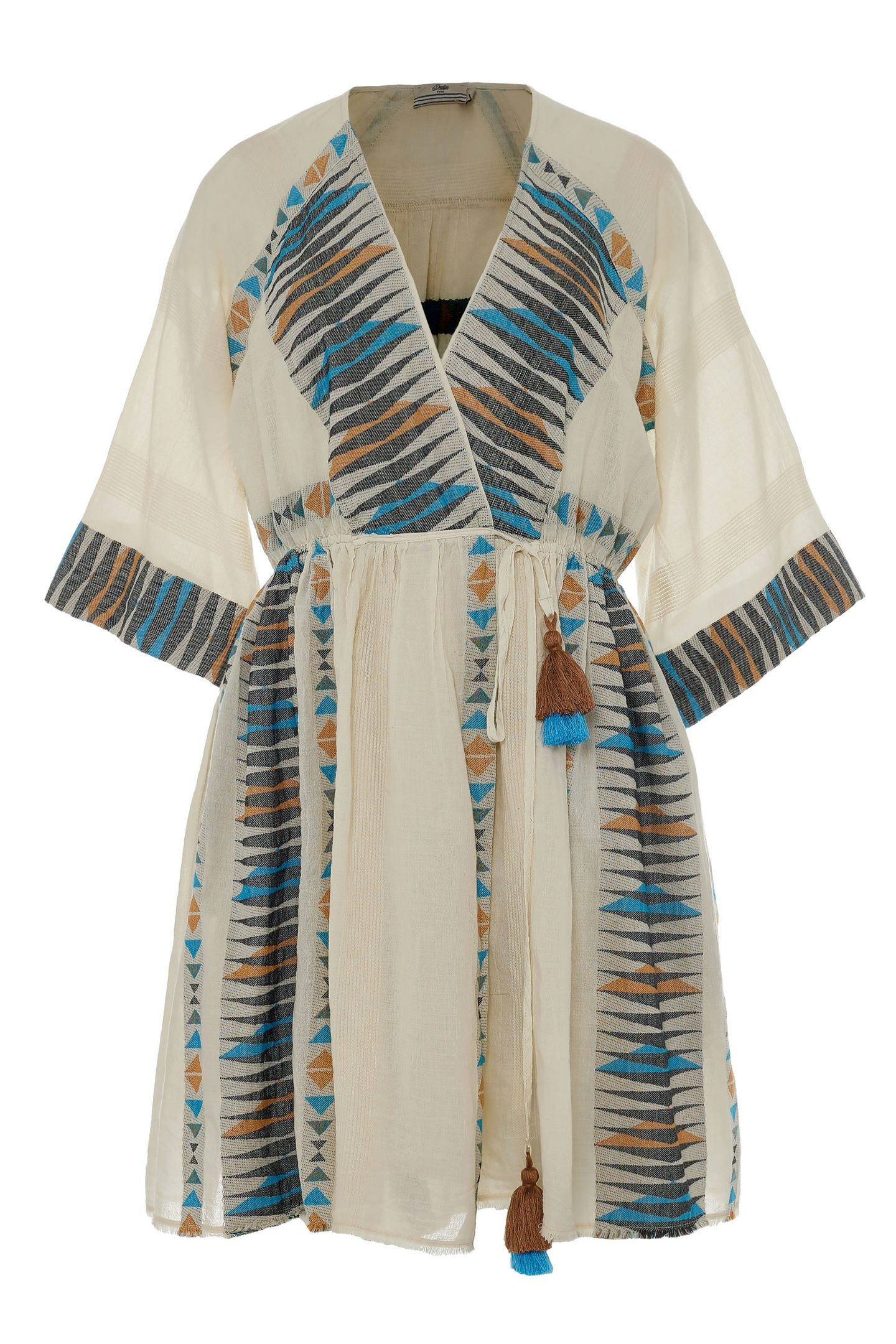 PANDORA SHORT DRESS JACQUARD BLUE CAMEL 2