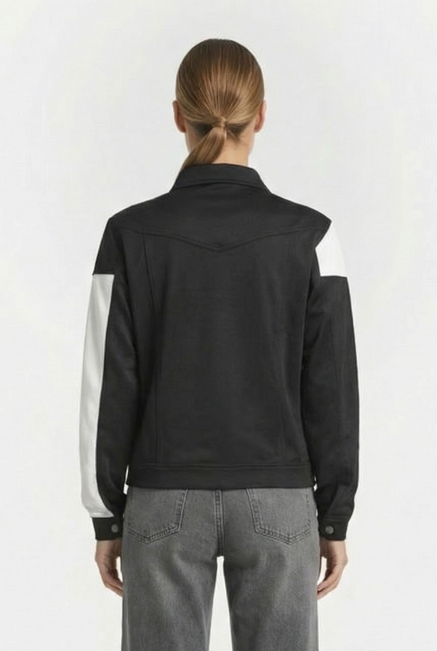 UNISEX DENIM JACKET BLACK WHITE 4