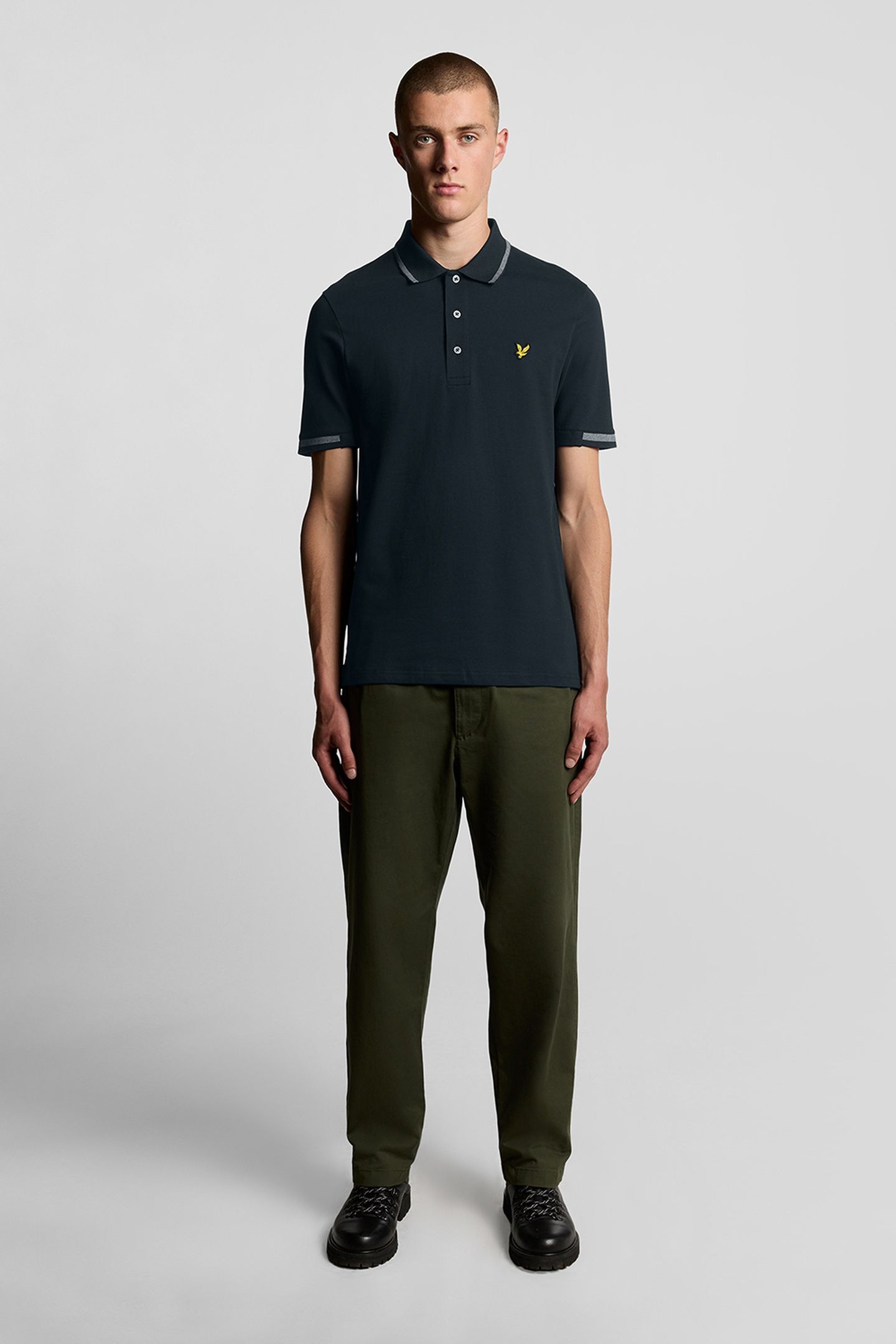 BIRDSEYE HALF TIPPED POLO DARK NAVY/ASH LILAC 1