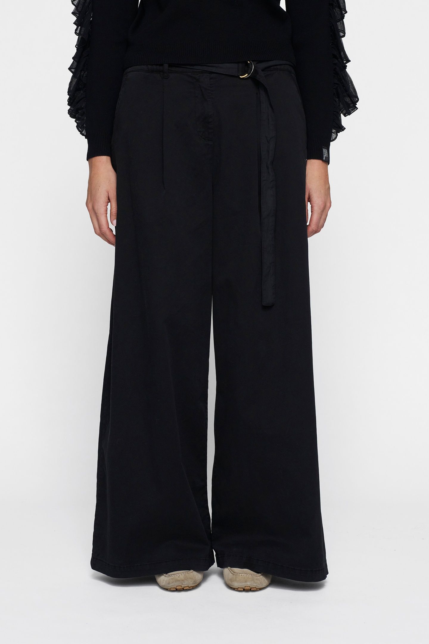 WIDE LEG PANTS TWILL BLACK 2
