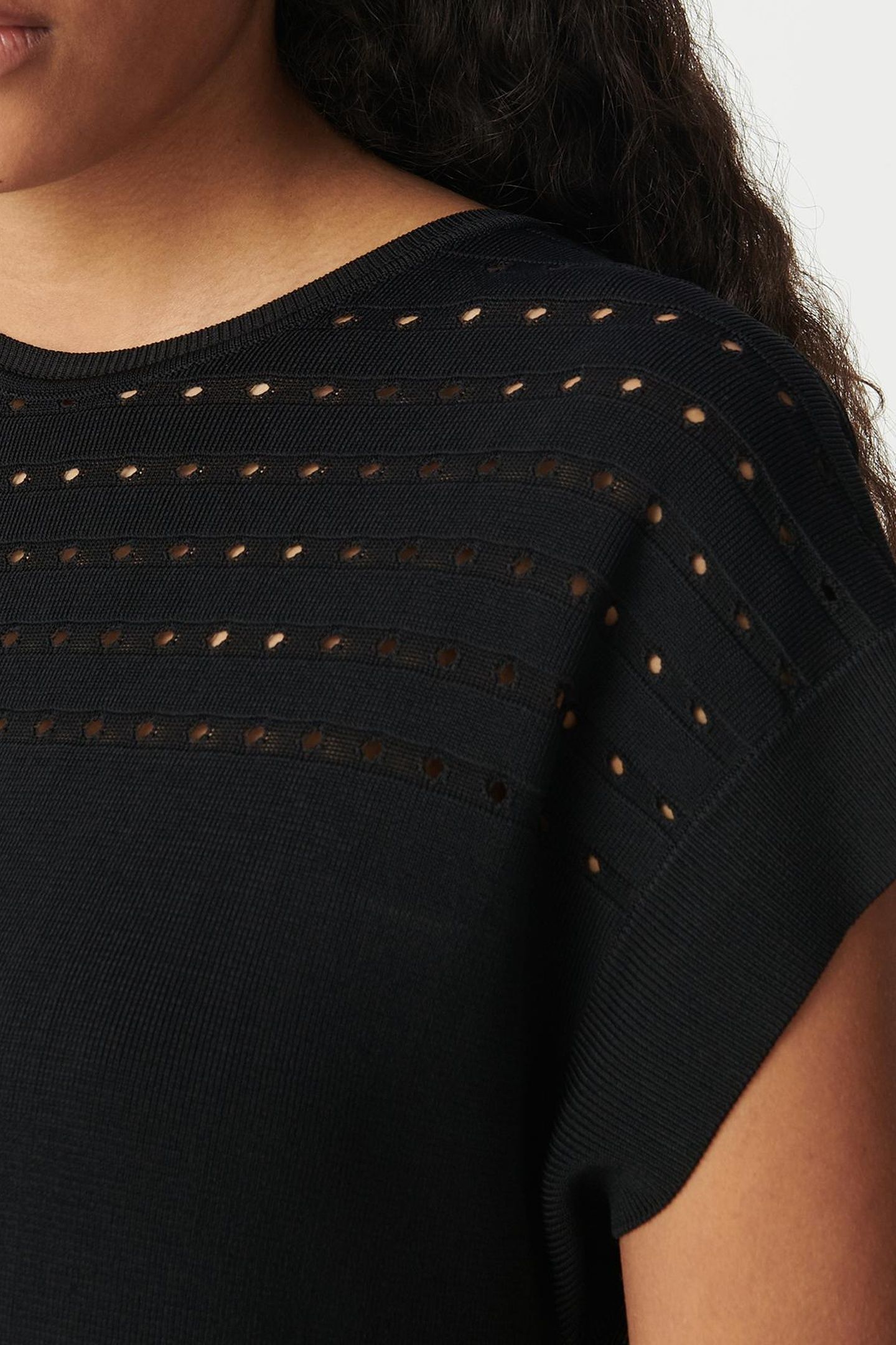 BLACK OPENWORK KNIT DRESS 5