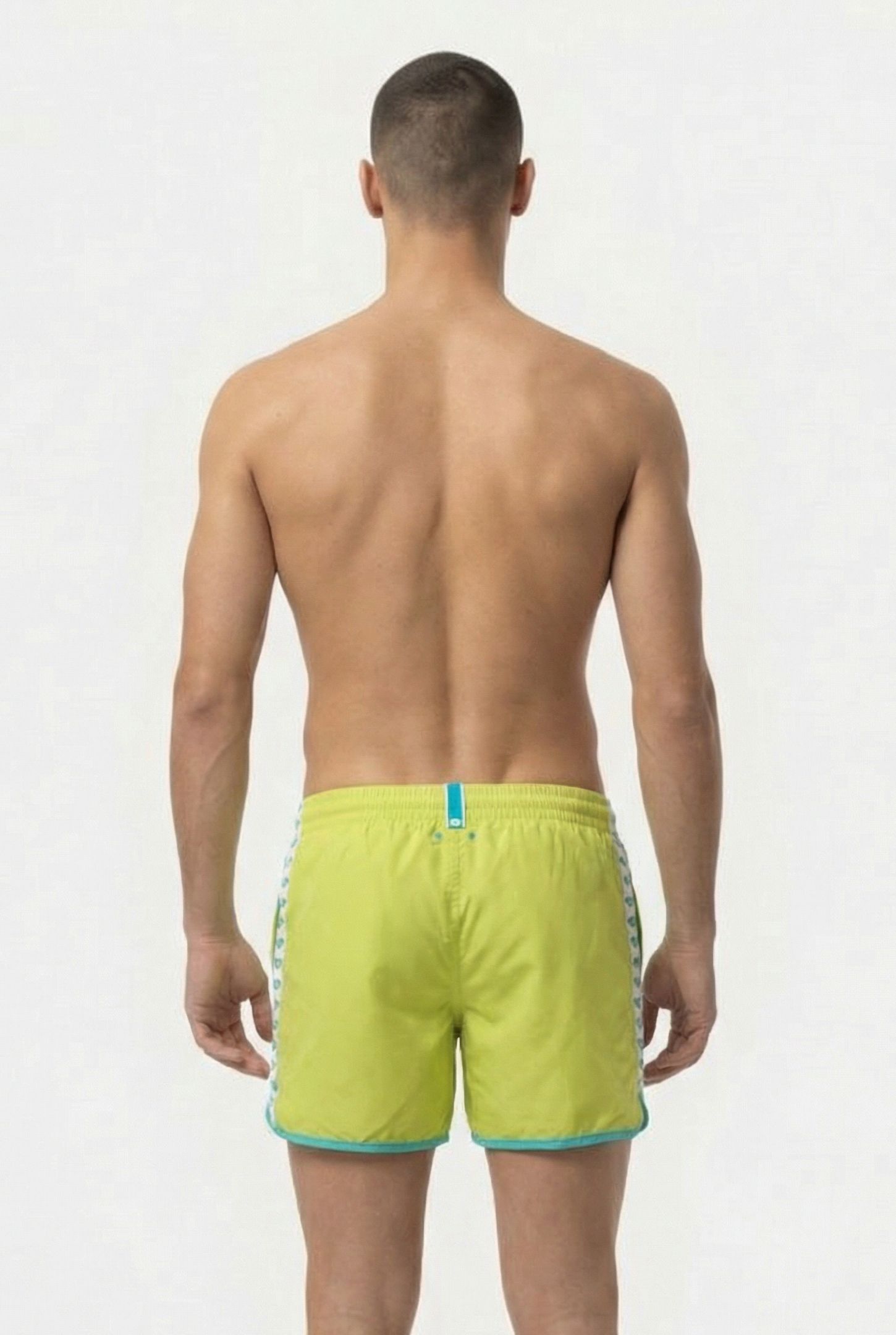 MEN'S ARENA TEAM STRIPE BEACH SHORT SOFT GREEN-WATER-WHITE 2