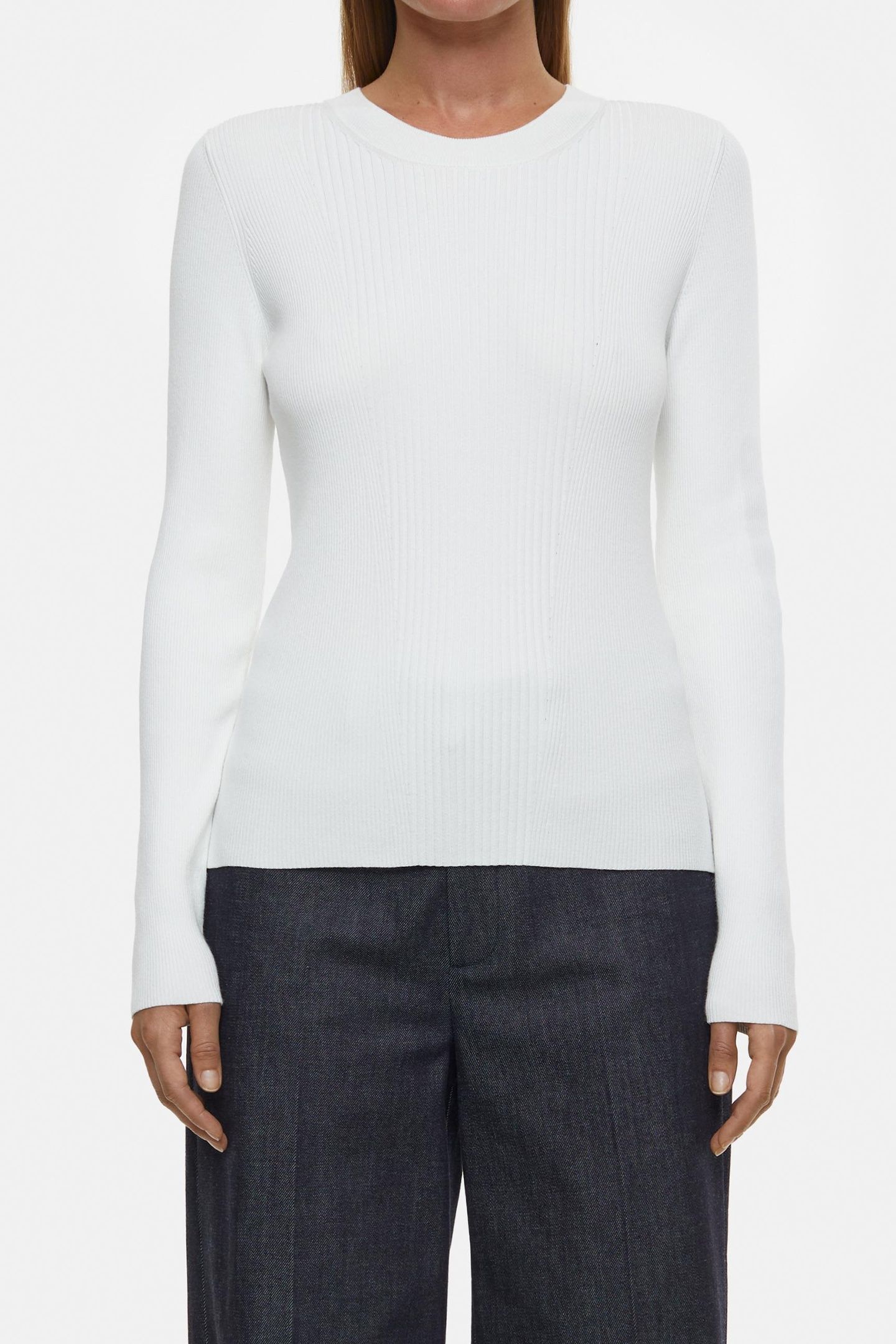 CREW NECK LONG SLEEVE KNITS IVORY 2