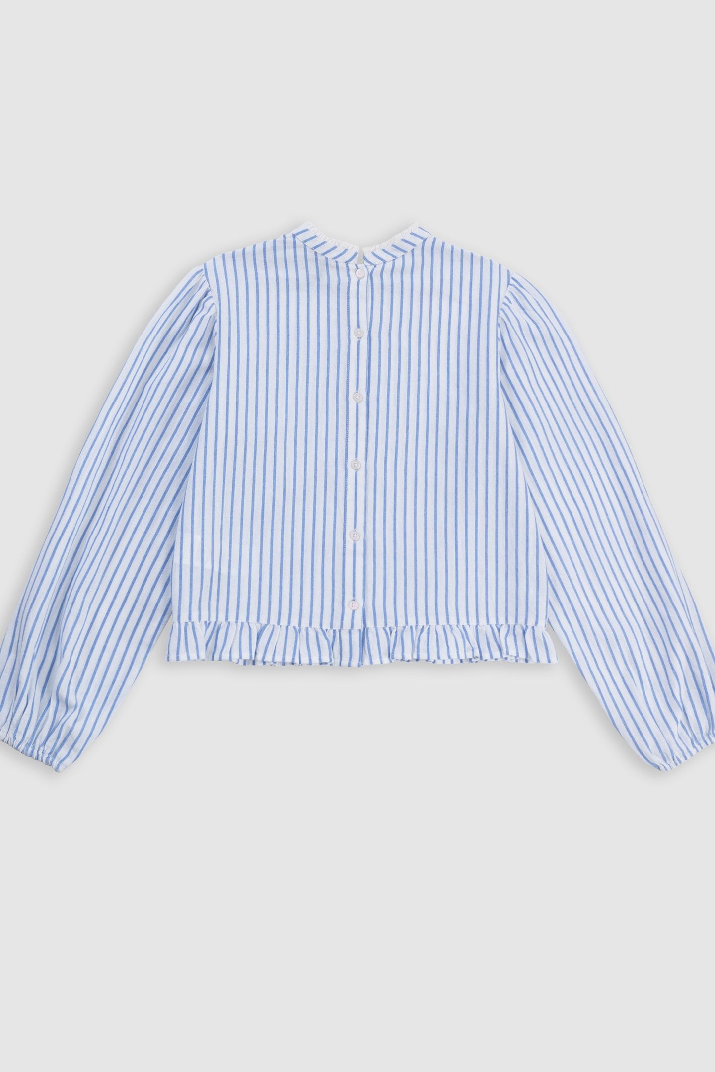 BLUE STRIPED BLOUSE WITH LACE COLLAR AND BASQUE 2