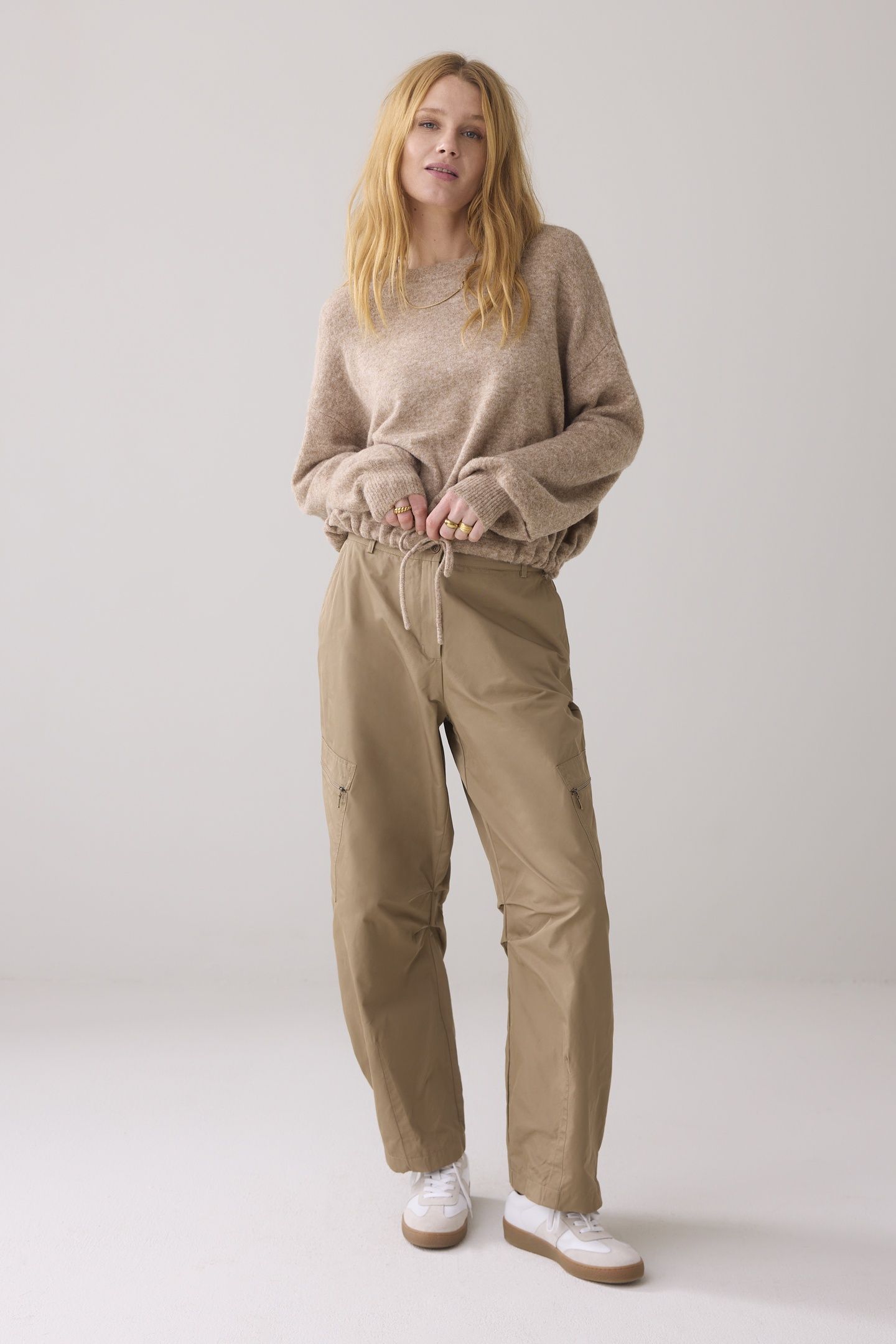 PUFF SLEEVE SWEATER WOOL ELASTANE BLEND KNIT KHAKI 2