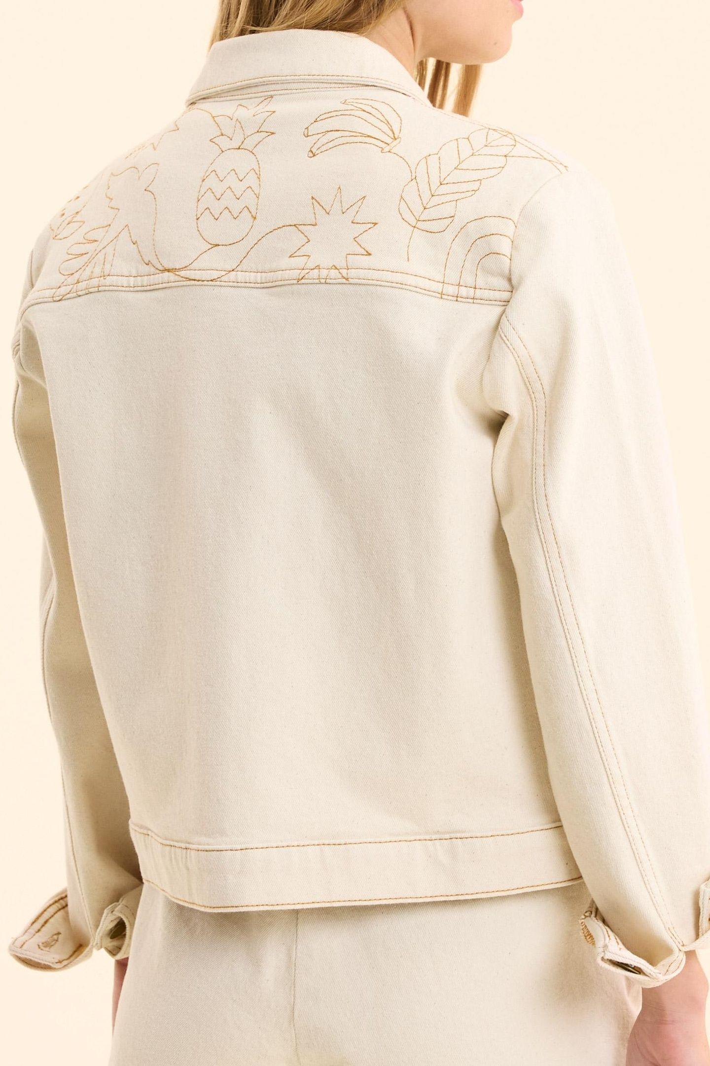 OFF-WHITE DENIM JACKET WITH OCHRE STITCHING ECRU 4