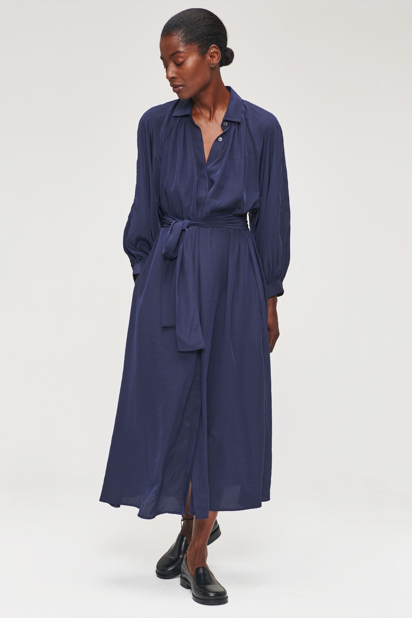 TECHNOSILK GATHERED DRESS INK BLUE 2
