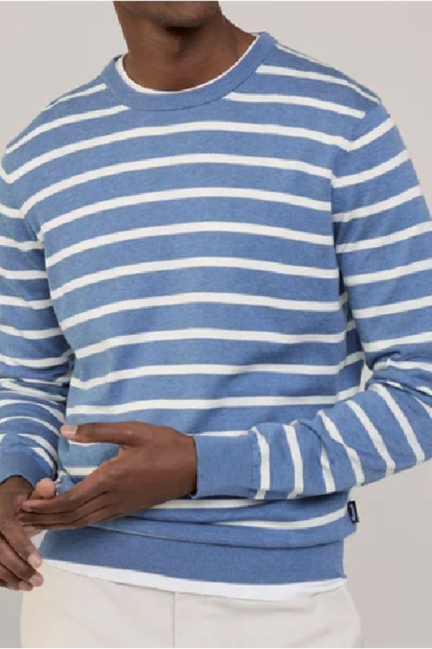 C-NECK STRIPED SWEATER KOBALT 1