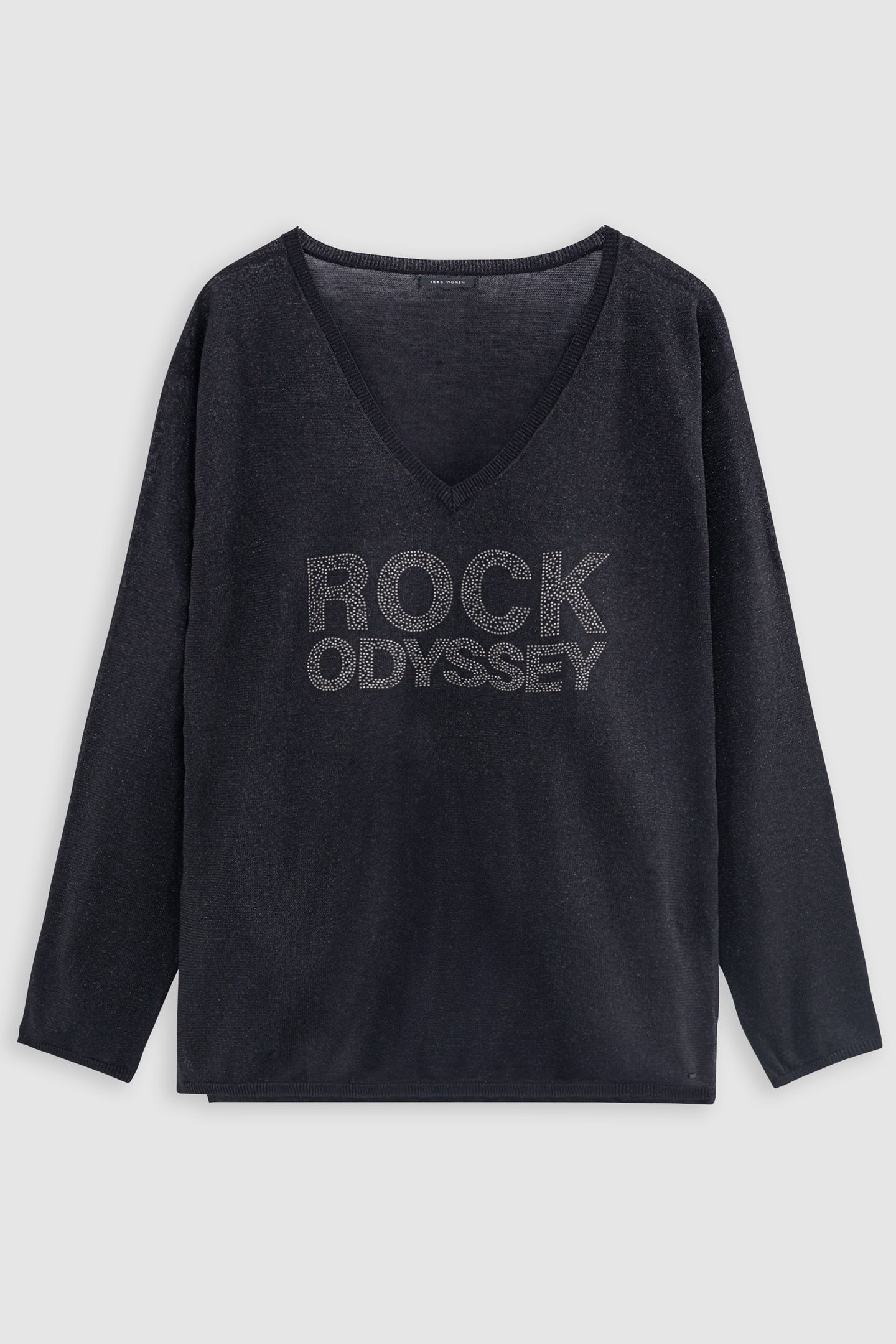 BLACK KNITTED SWEATER LUREX STUDDED MESSAGE 1