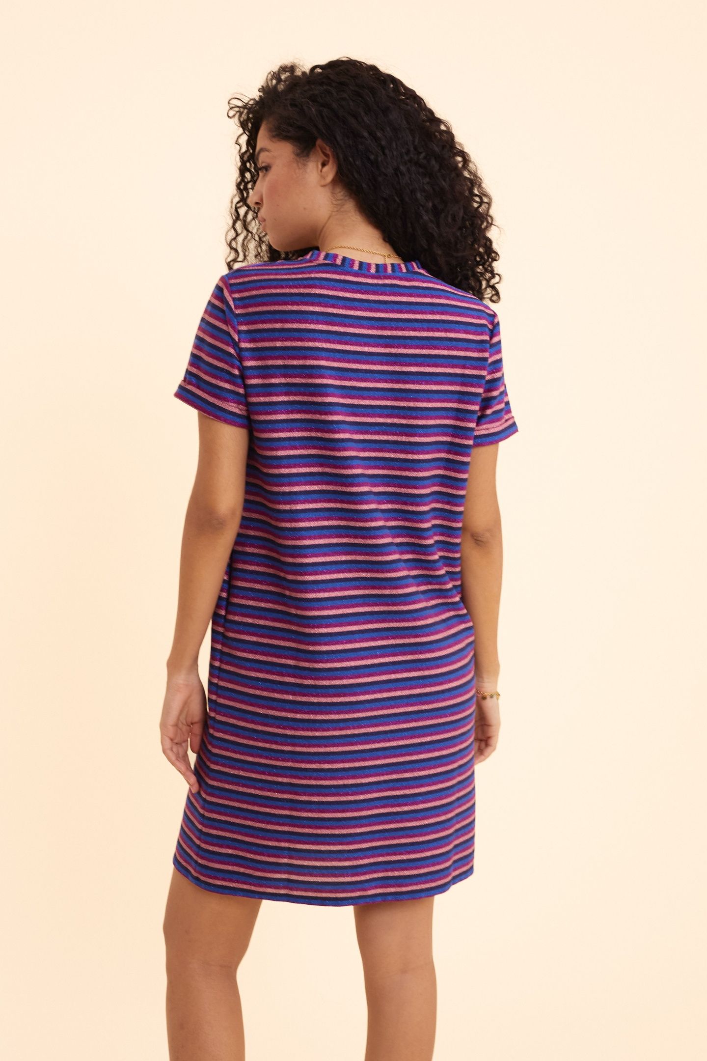 PURPLE STRIPED LUREX MULTICO DRESS VIOLINE 4
