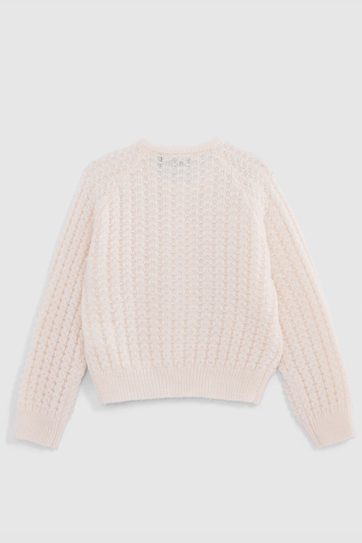 GIRL'S ECRU CARDIGAN WITH ZIPPER AND FANCY OPENWORK KNIT 2