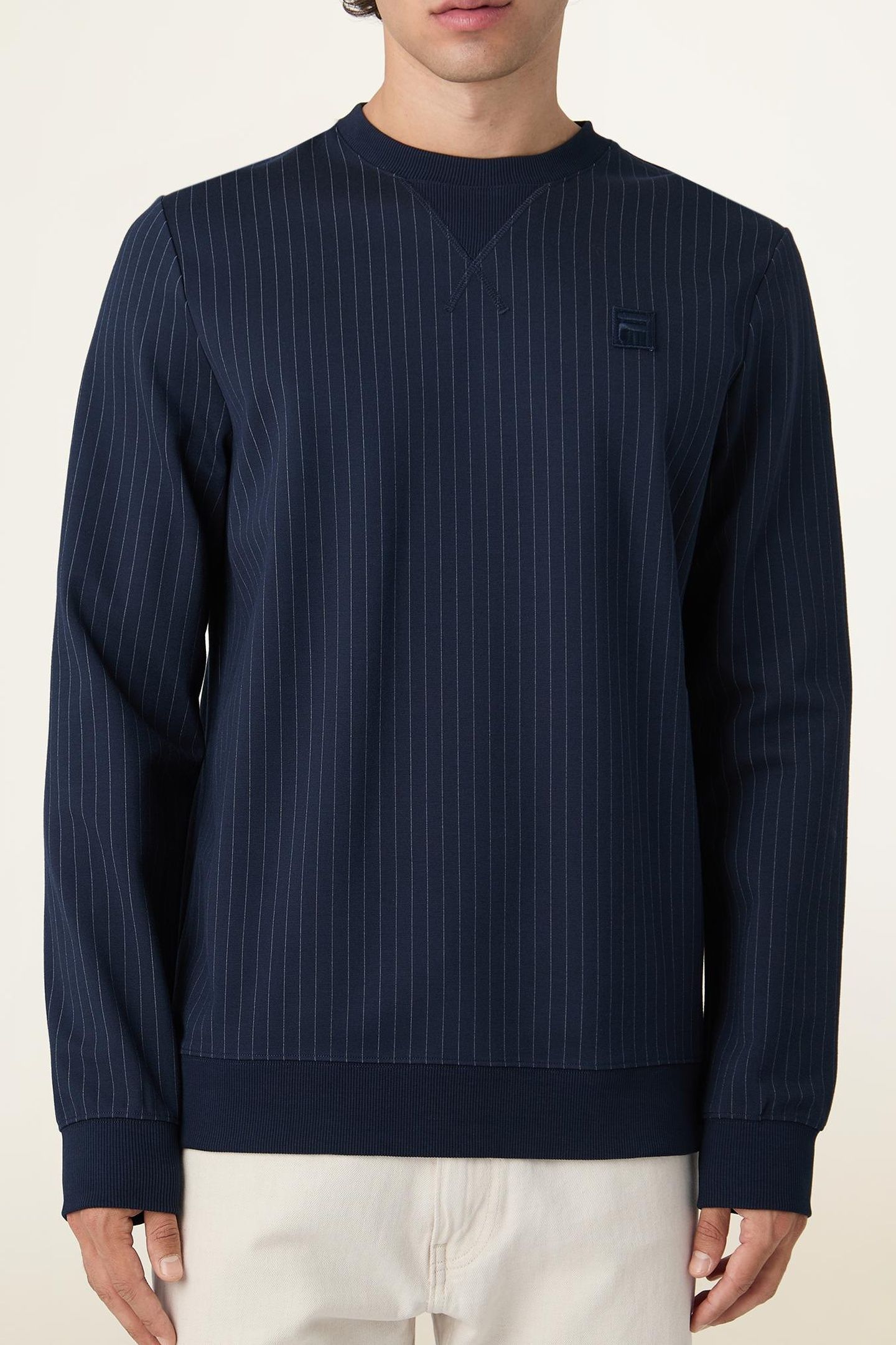 BRERA REGULAR PINSTRIPED CREWNECK SWEATSHIRT BLACK 1