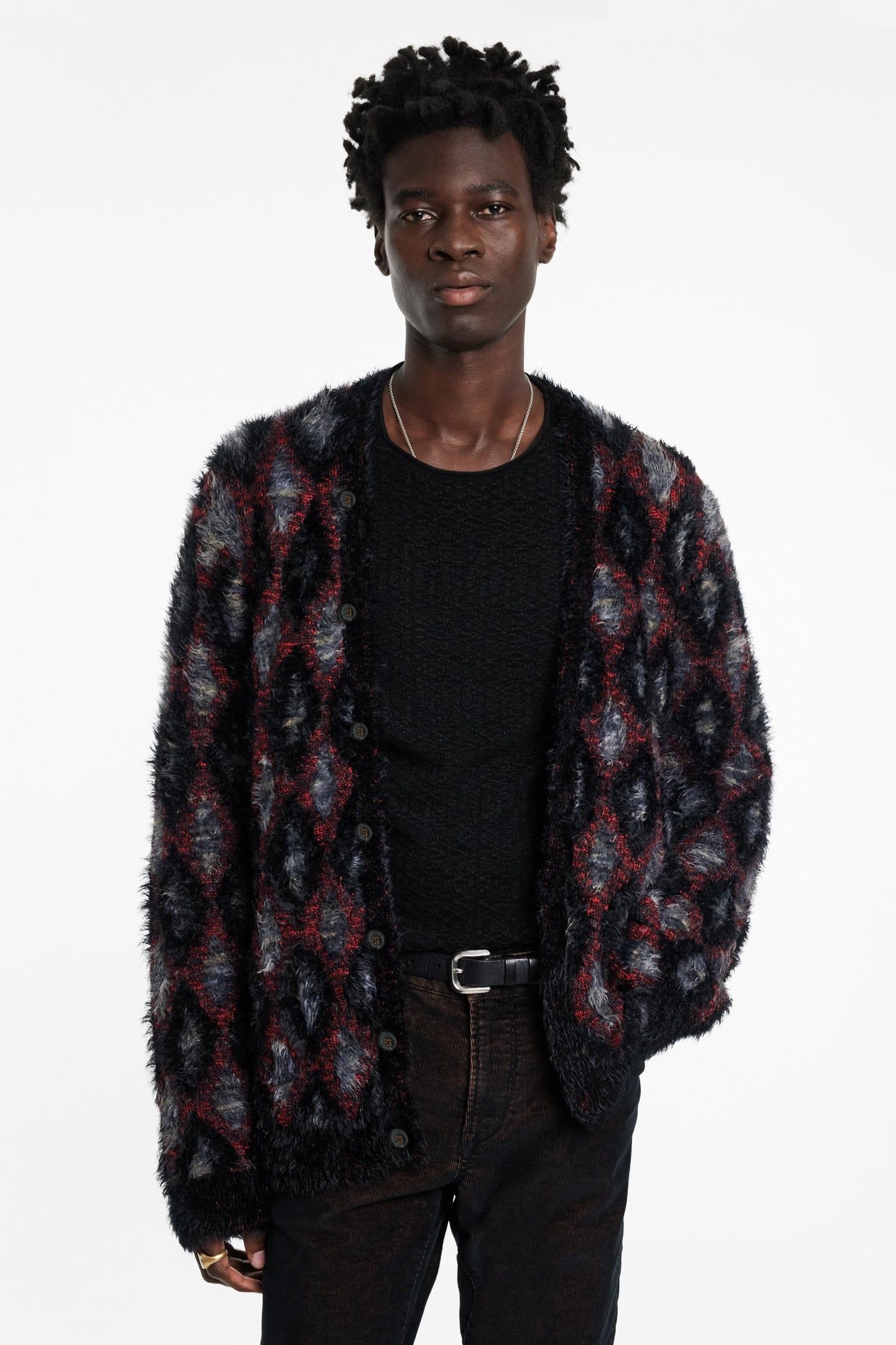 LAYNE REGULAR FIT CARDIGAN WITH CHUNKY D BLACK 1
