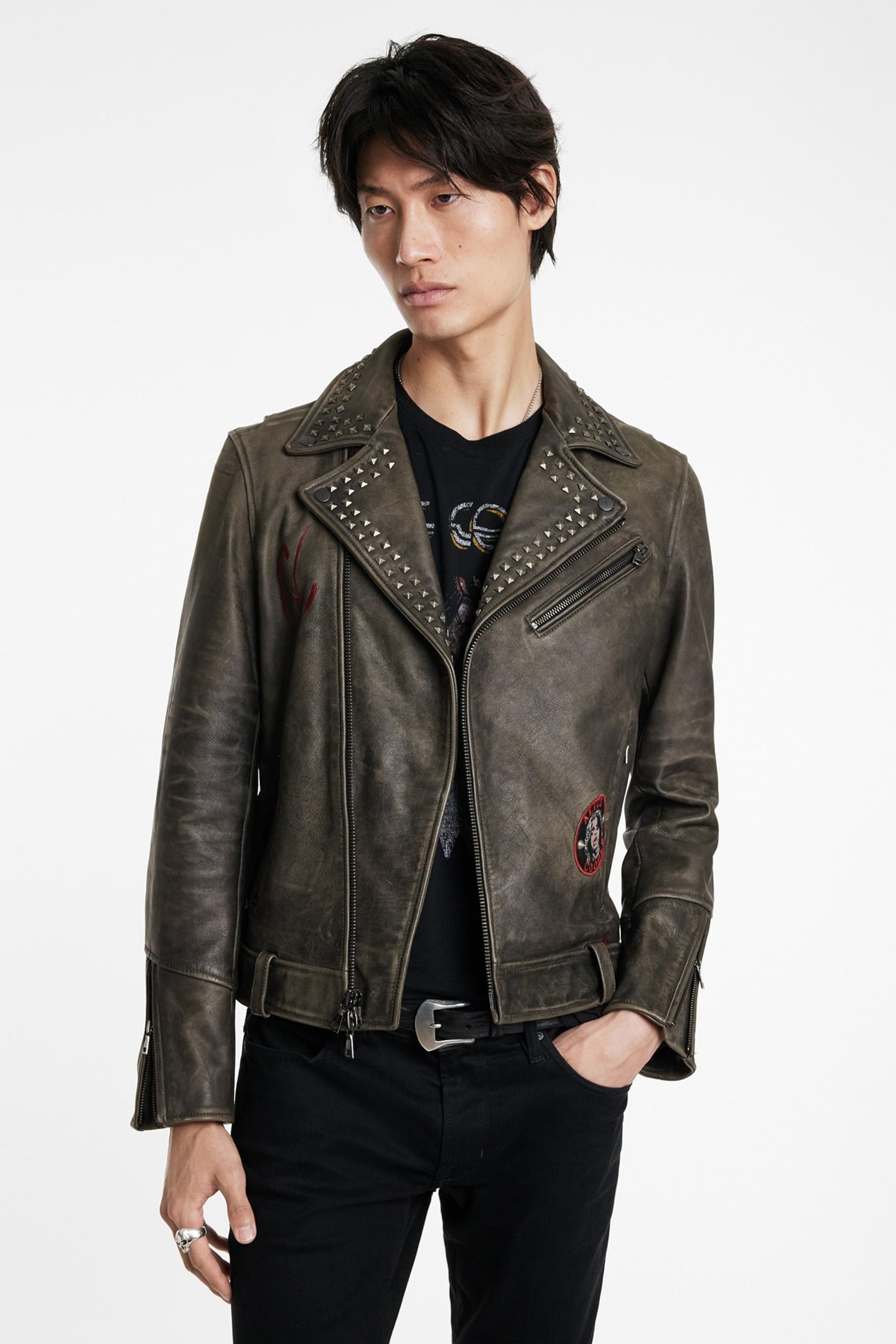 ALICE COOPER LEATHER BIKER ASH 1