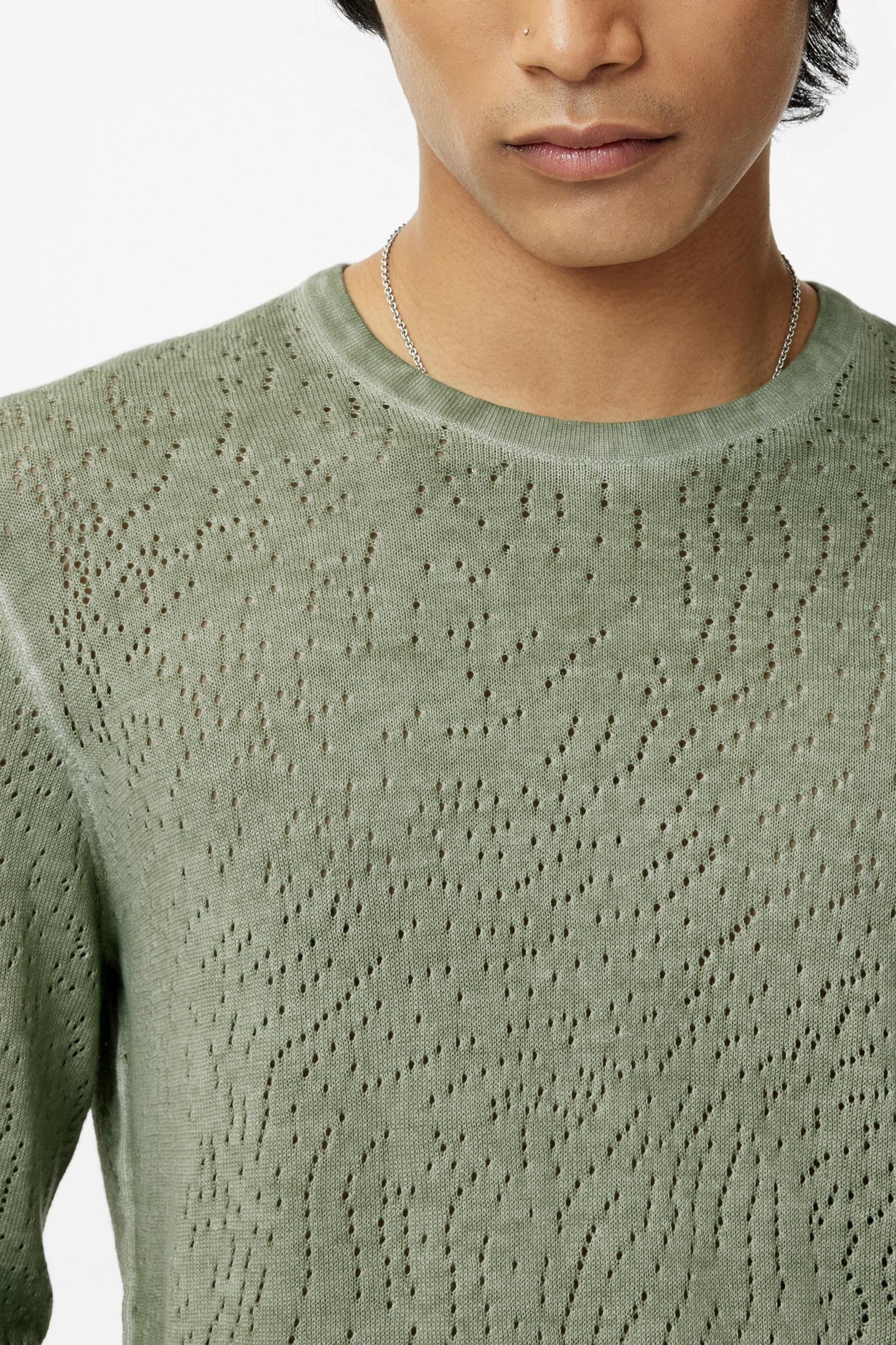 CAMDEN ORGANIC MESH STITCH CREW W COLD D LIGHT OLIVE 3