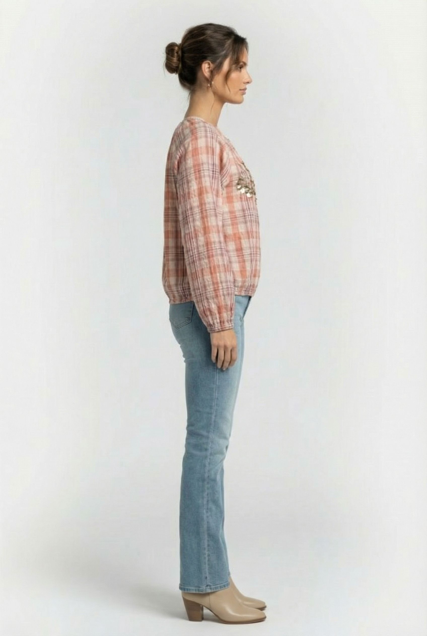 LONGSLEEVE TOP PINK CHECK ROSE SMOKE 3