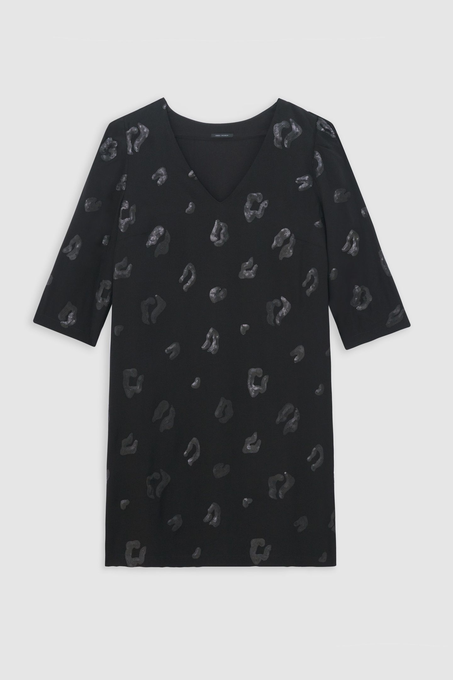 BLACK SEQUIN-EMBROIDERED LEOPARD PRINT DRESS 4