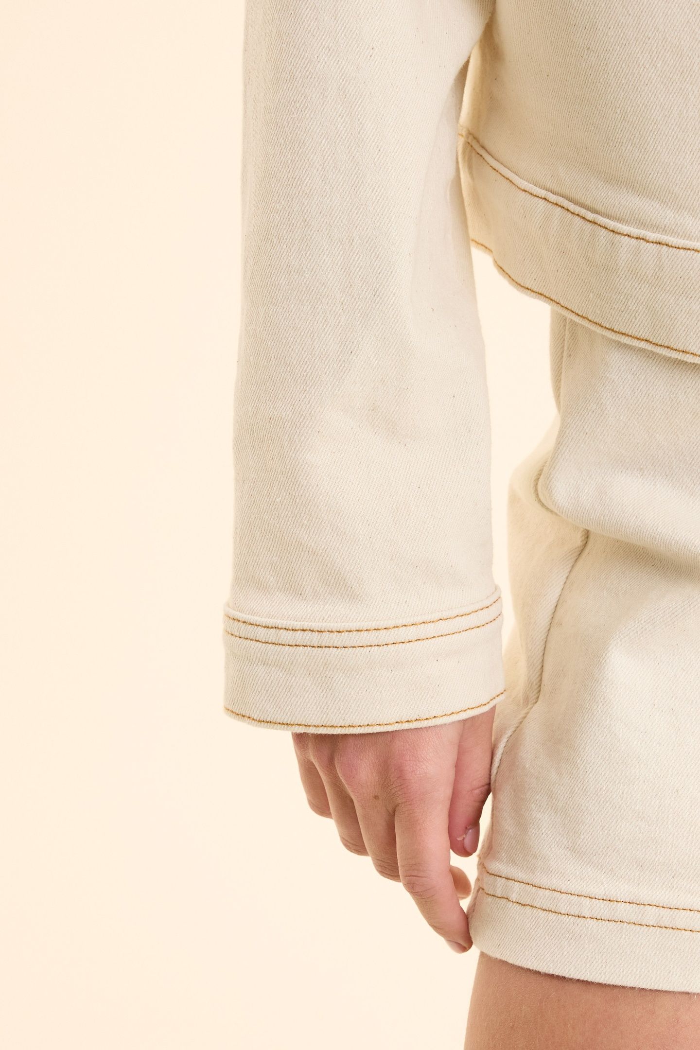 OFF-WHITE DENIM JACKET WITH OCHRE STITCHING ECRU 7