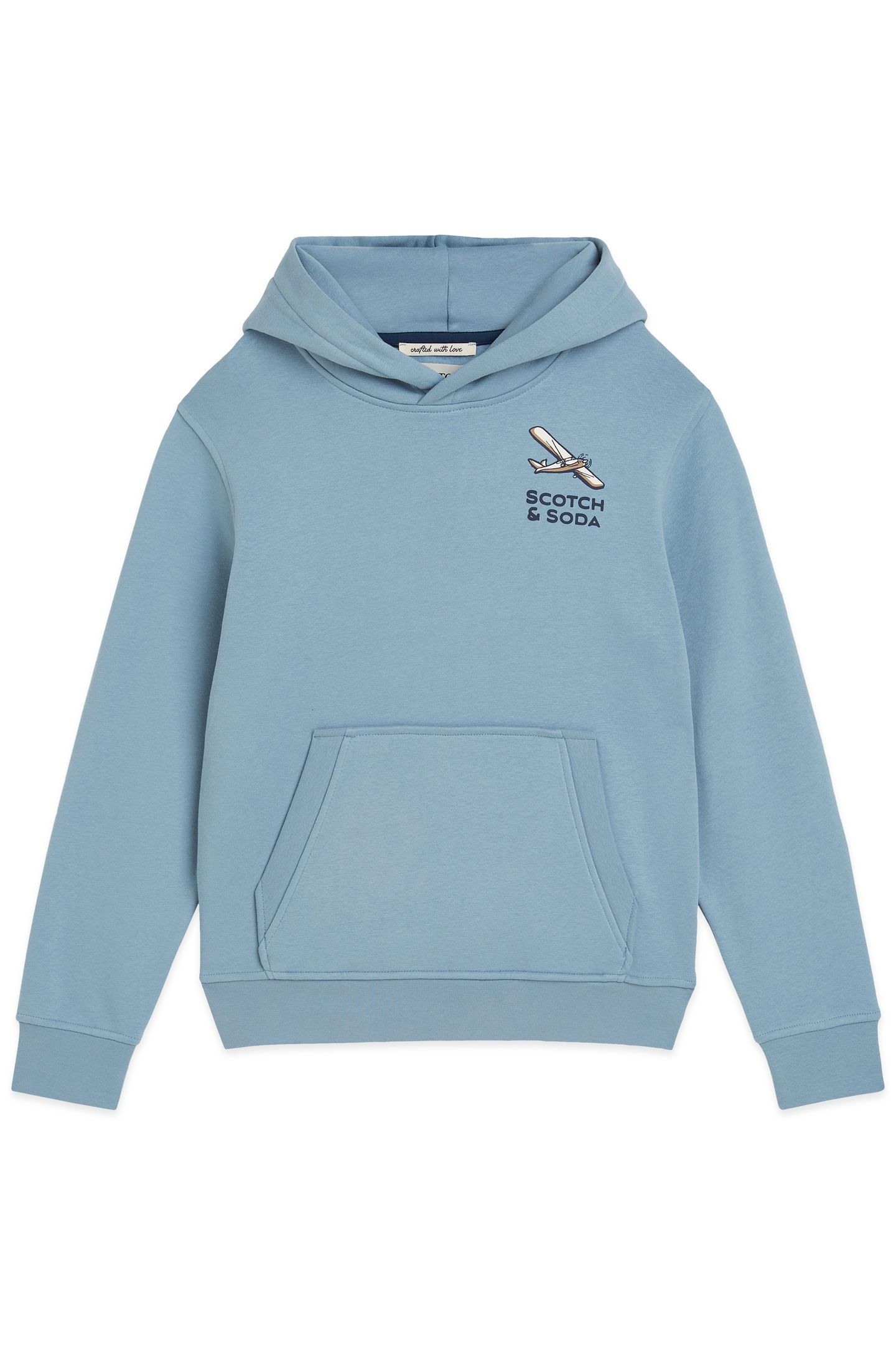 BOYS GRAPHIC FLEECE HOODIE FADED DENIM 1