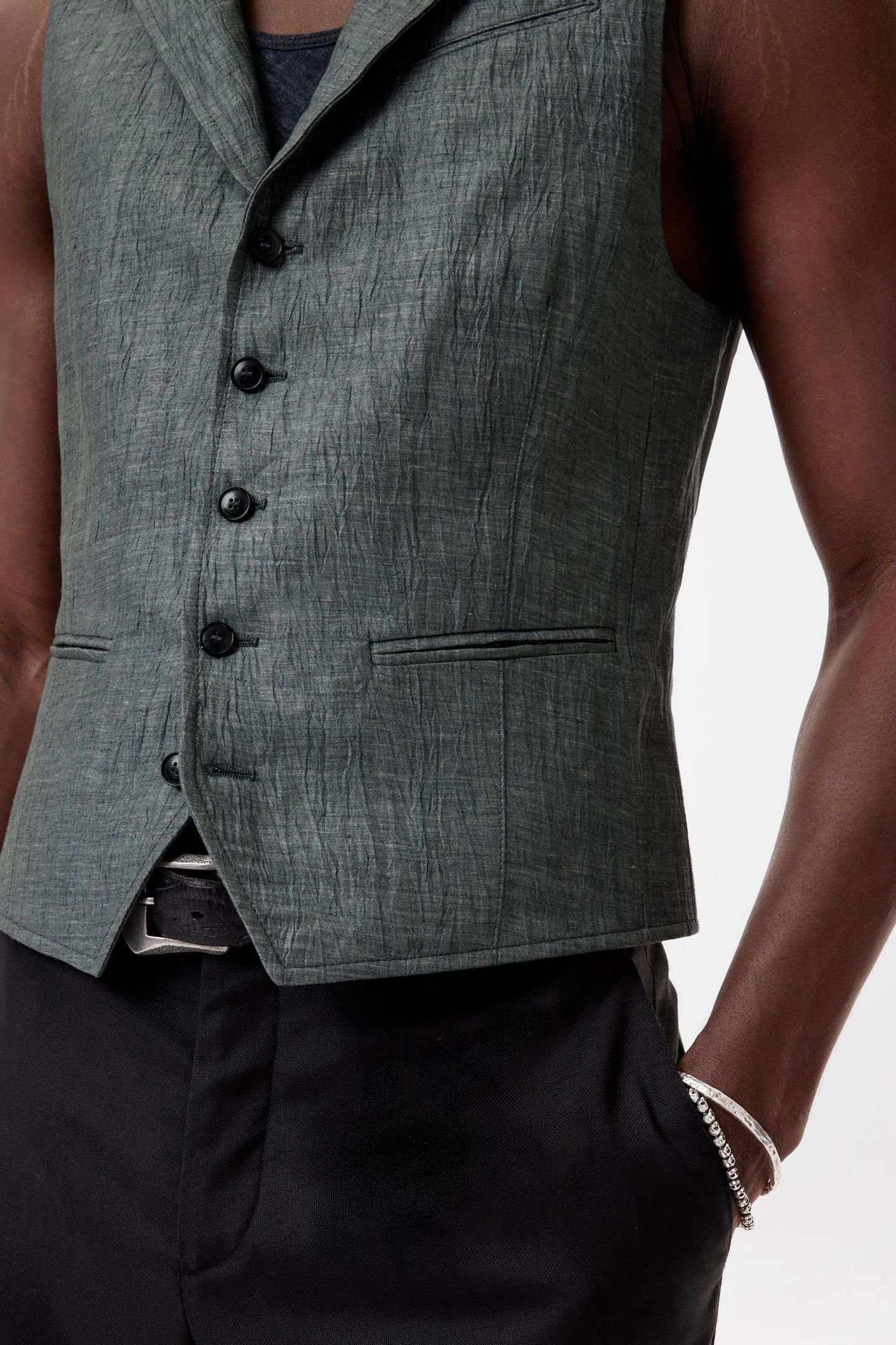 WOODWARD VEST - SLIM FIT PEAK LAPEL VEST FOG 3