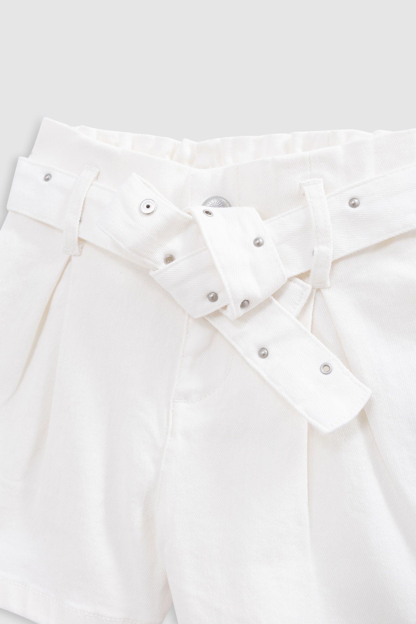 ECRU DENIM SHORTS WITH STUDDED BELT AND EYELETS 3