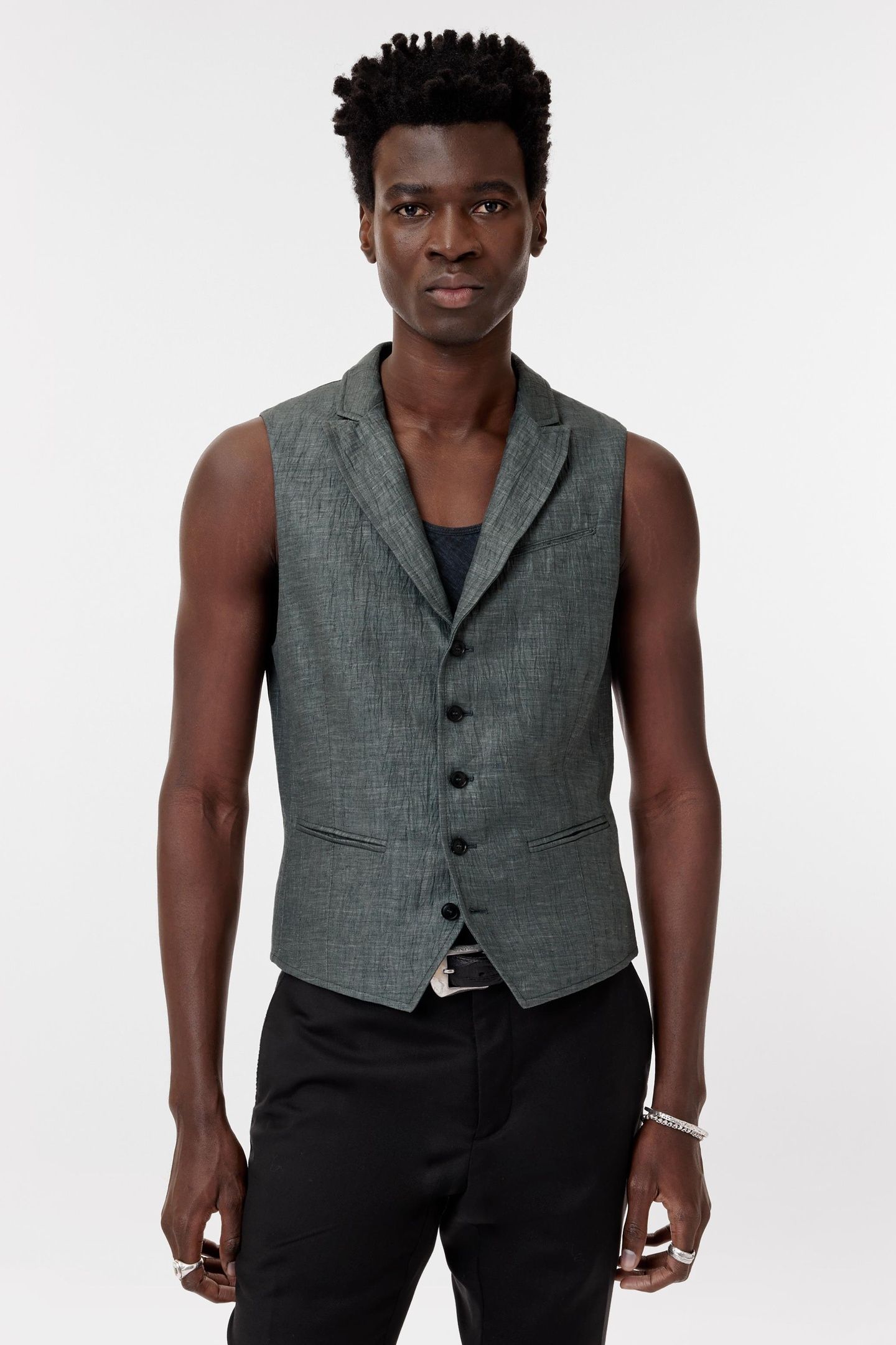WOODWARD VEST - SLIM FIT PEAK LAPEL VEST FOG 1