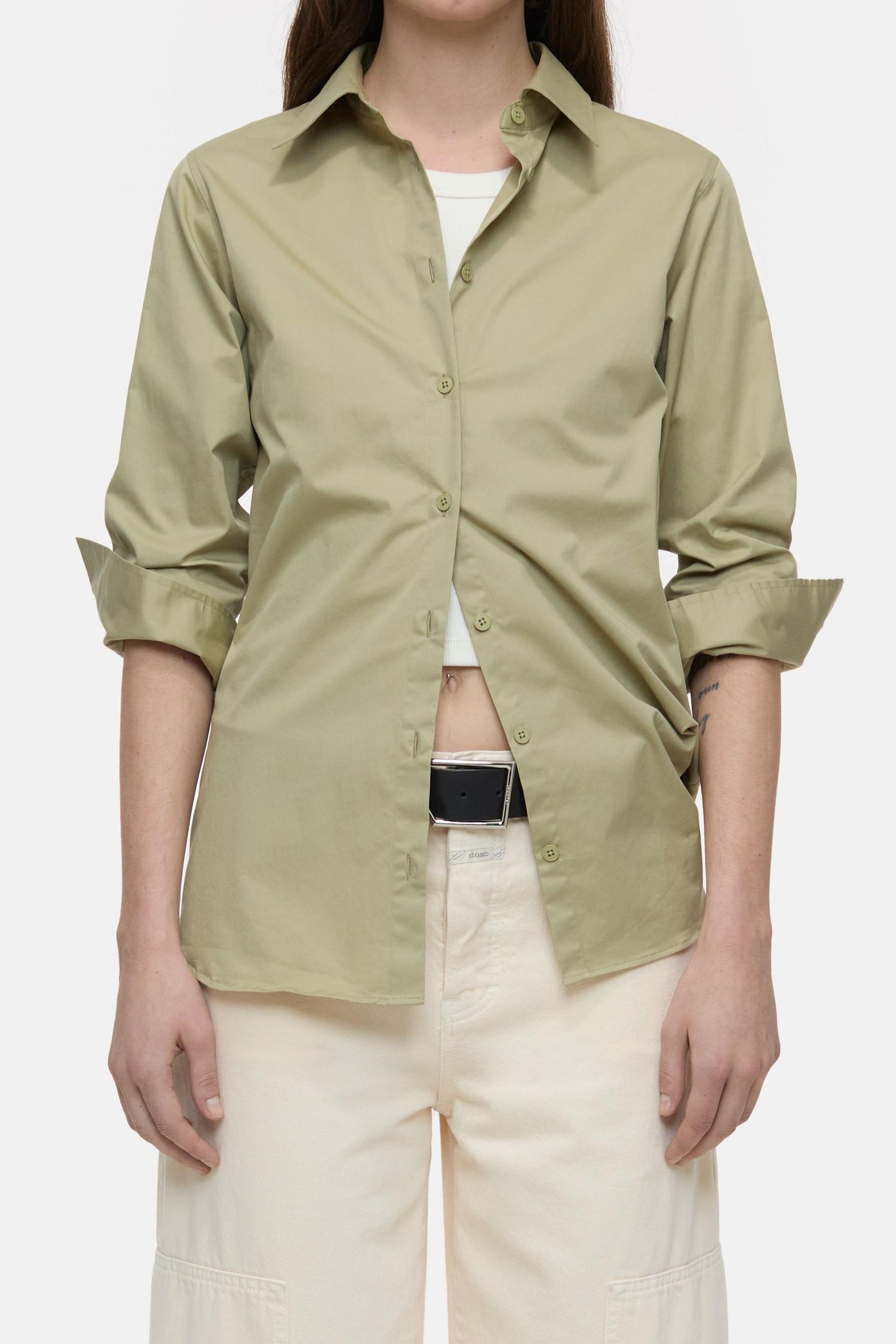 WAISTED SHIRT SHIRTS & BLOUSES SAGE TEA 1