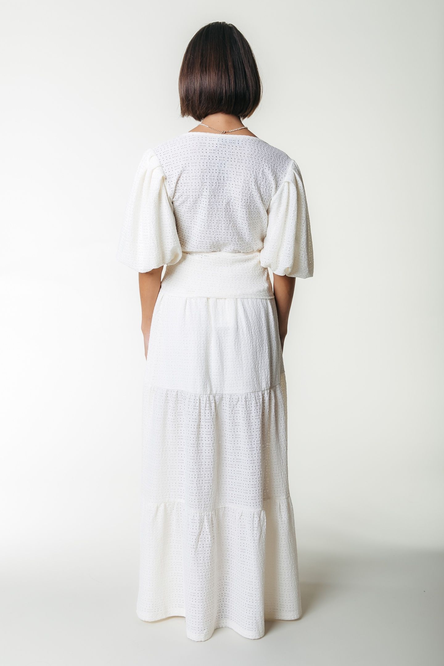 DEWI KNITTED STRUCTURE SMOCK MAXI SKIRT OFF WHITE 2
