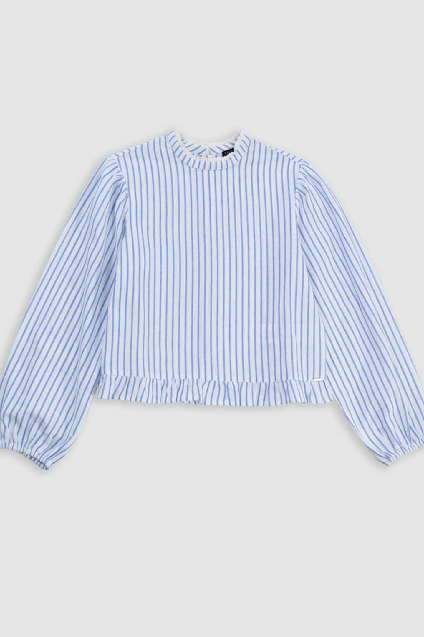 BLUE STRIPED BLOUSE WITH LACE COLLAR AND BASQUE 3