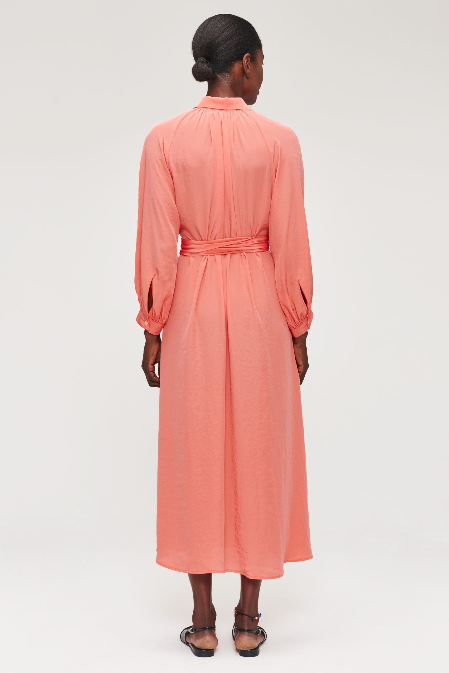 TECHNOSILK GATHERED DRESS RADIANT CORAL 2
