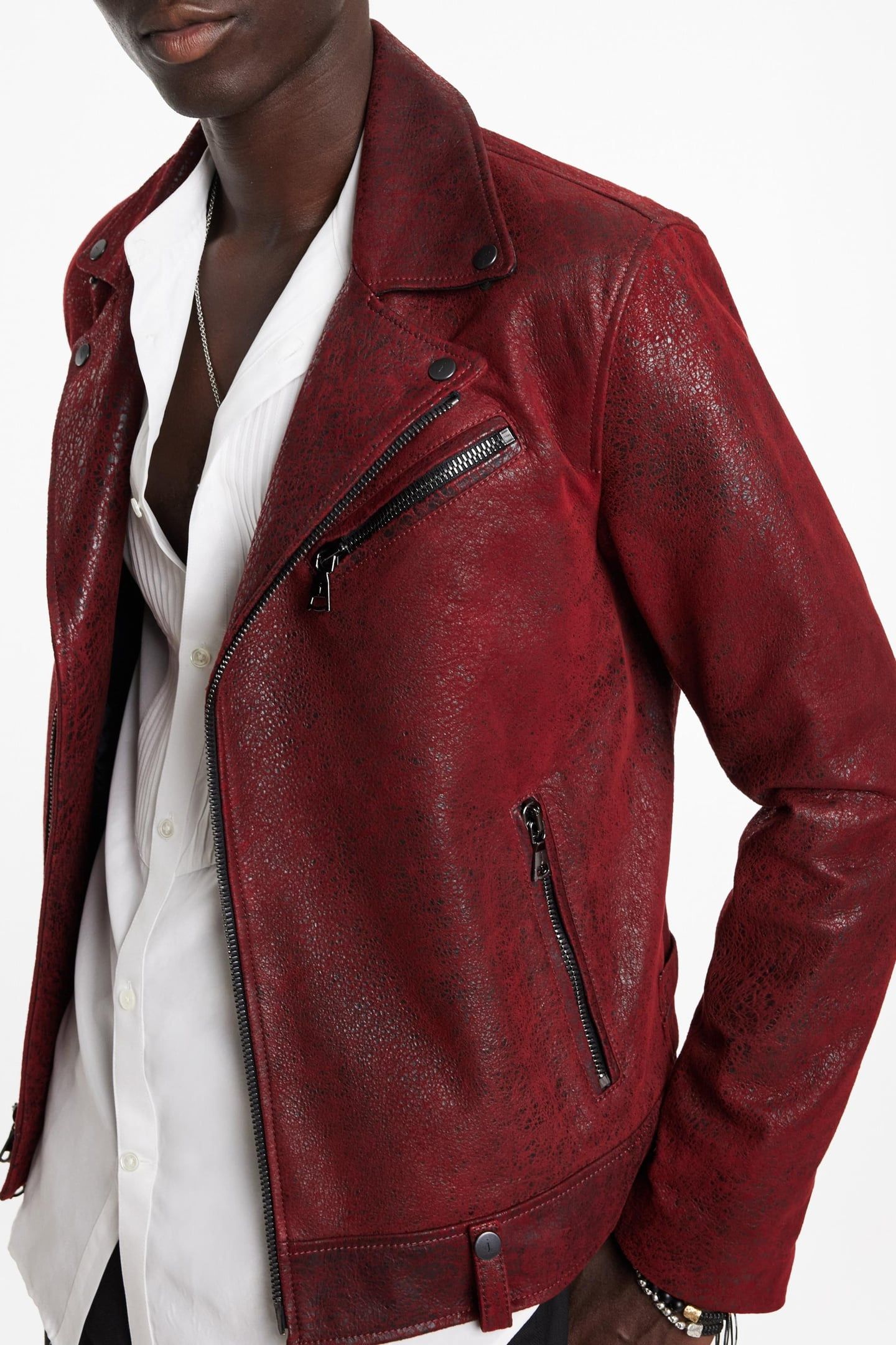 CHELSEA BIKER JACKET - SLIM FIT ASYMMETI GARNET 3