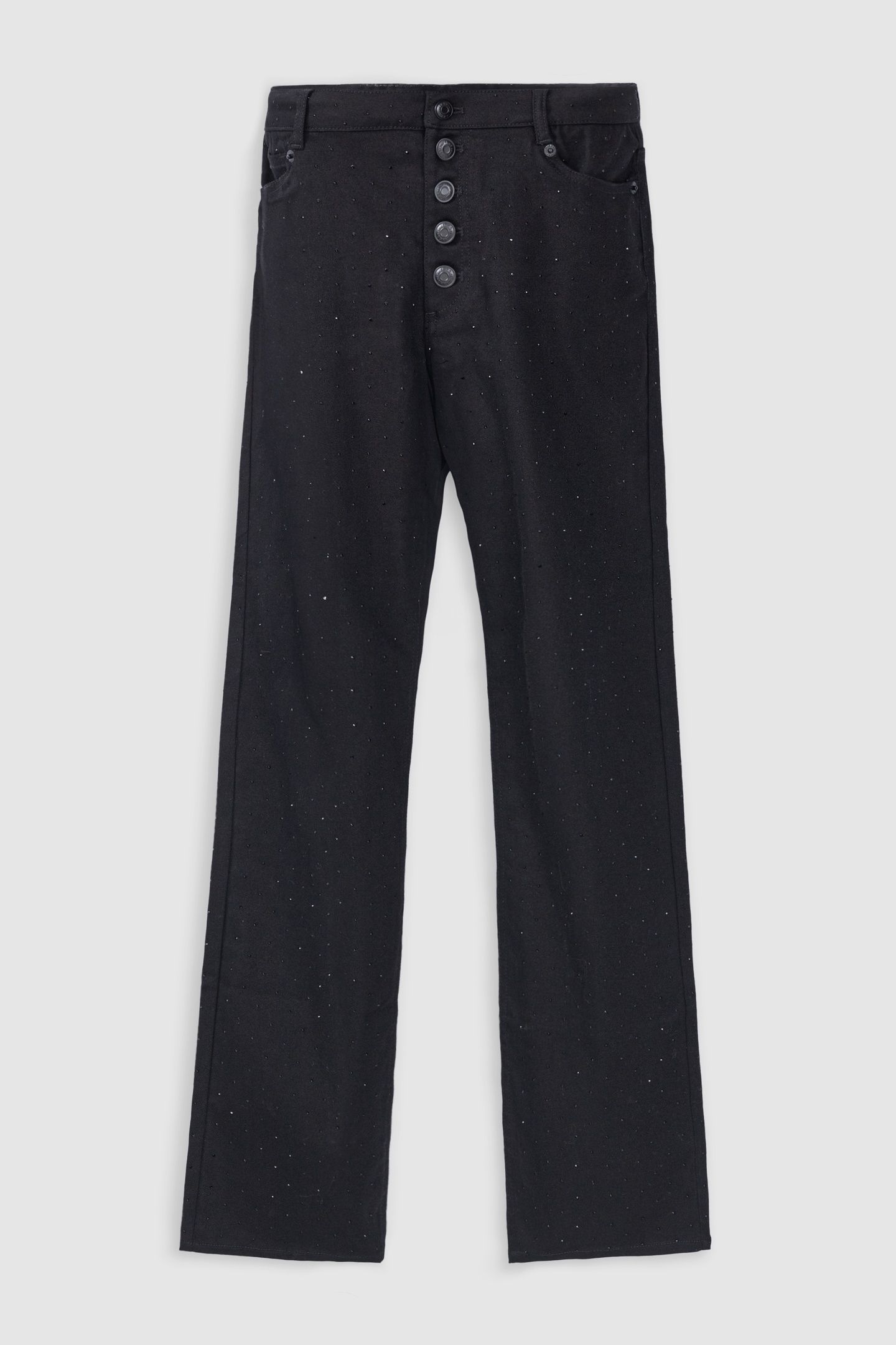 JANIS BLACK RHINESTONE STRAIGHT-LEG JEANS 5