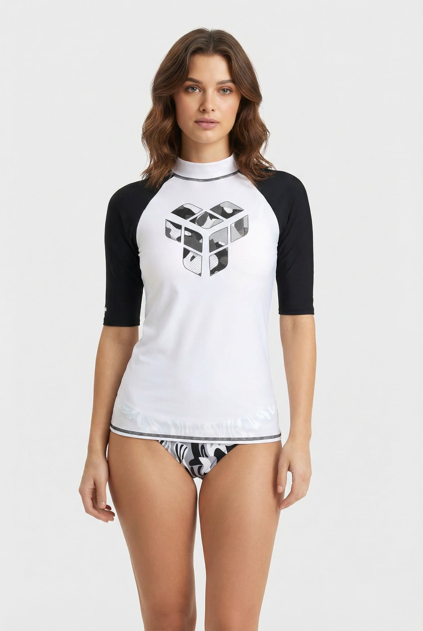 WOMEN'S ARENA RASH VEST S/S GRAPHIC WHITE-BLACK 1