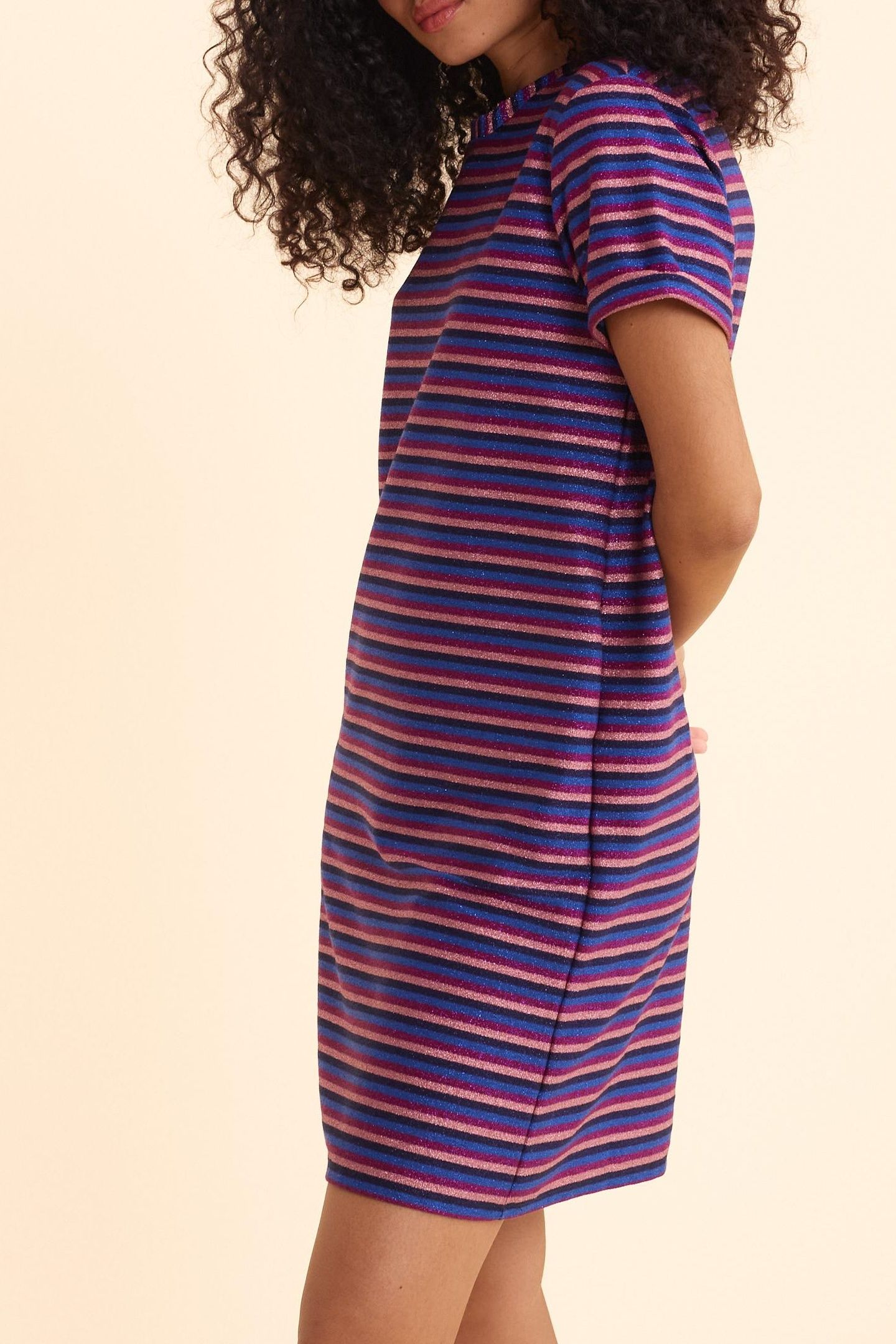 PURPLE STRIPED LUREX MULTICO DRESS VIOLINE 5