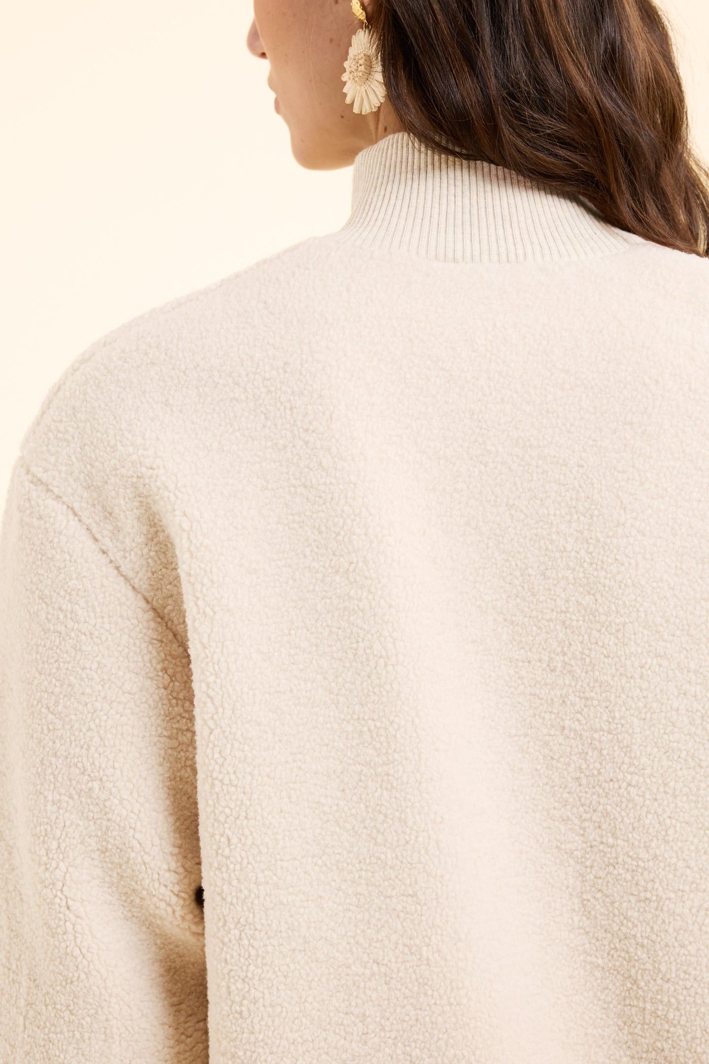 ECRU SHERPA STAND-UP COLLAR COAT ECRU 7