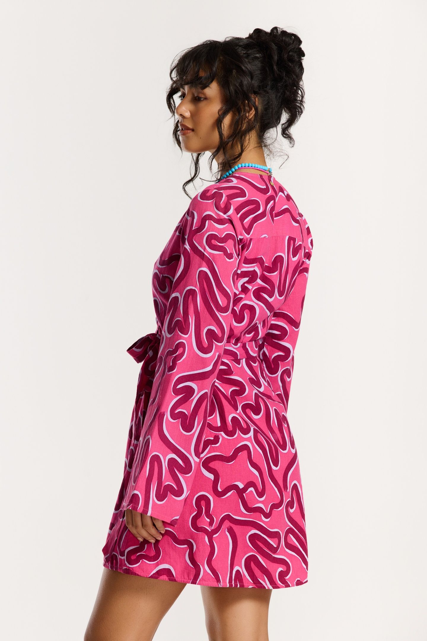 JANELLE DRESS SWIRLY CORAL PINK MAGENTA SWIRLY CORAL 7
