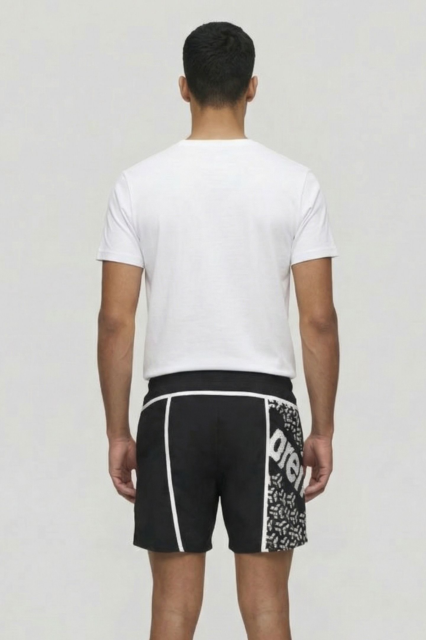 MEN'S ARENA PRO-FILE BEACH BOXER LOGO BLACK-WHITE 2