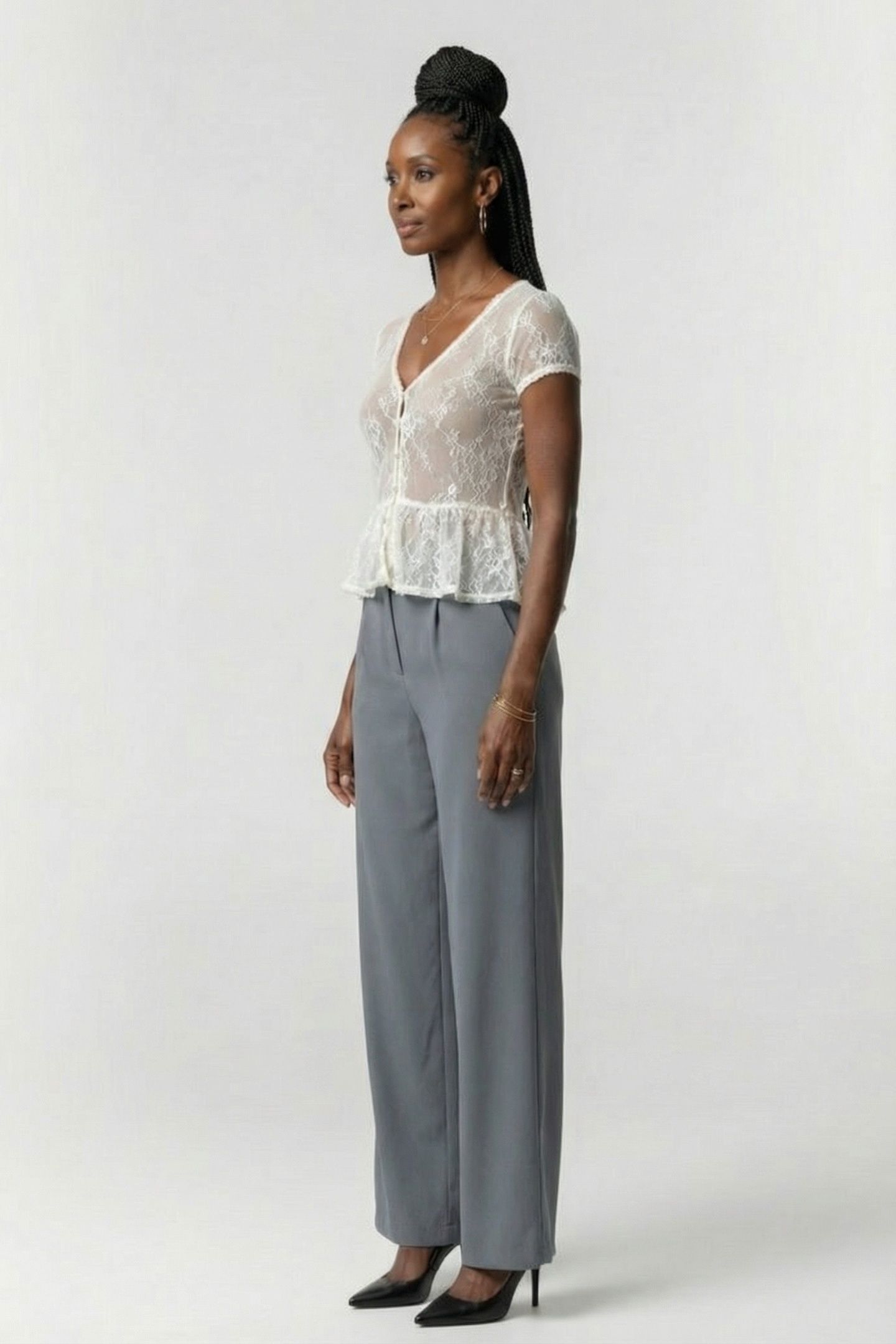 BUTTON THRU LACE TEE ANCIENT WHITE 3