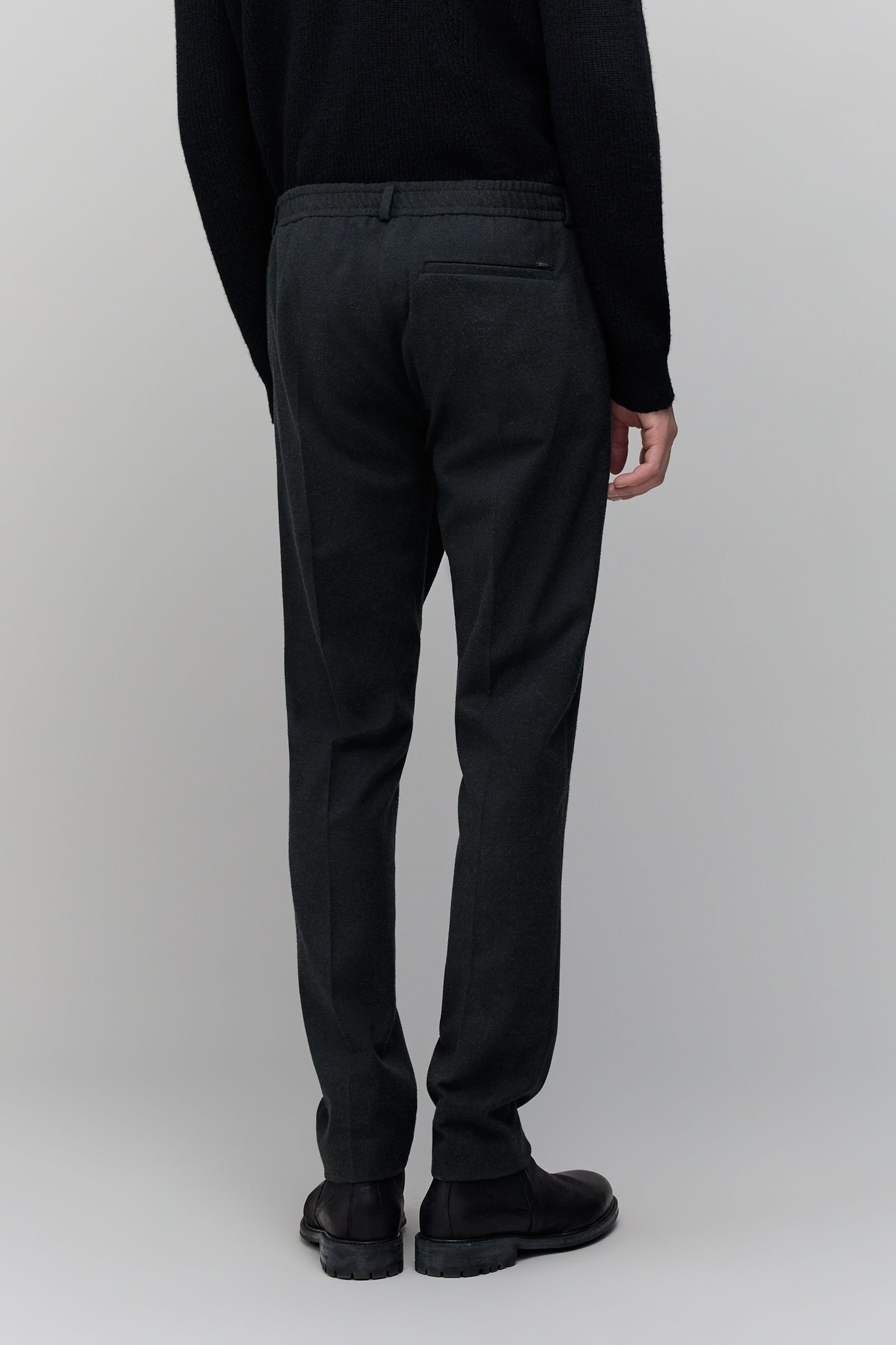 ANTHRACITE PANTS WITH ELASTIC WAISTBAND FOR MEN 4