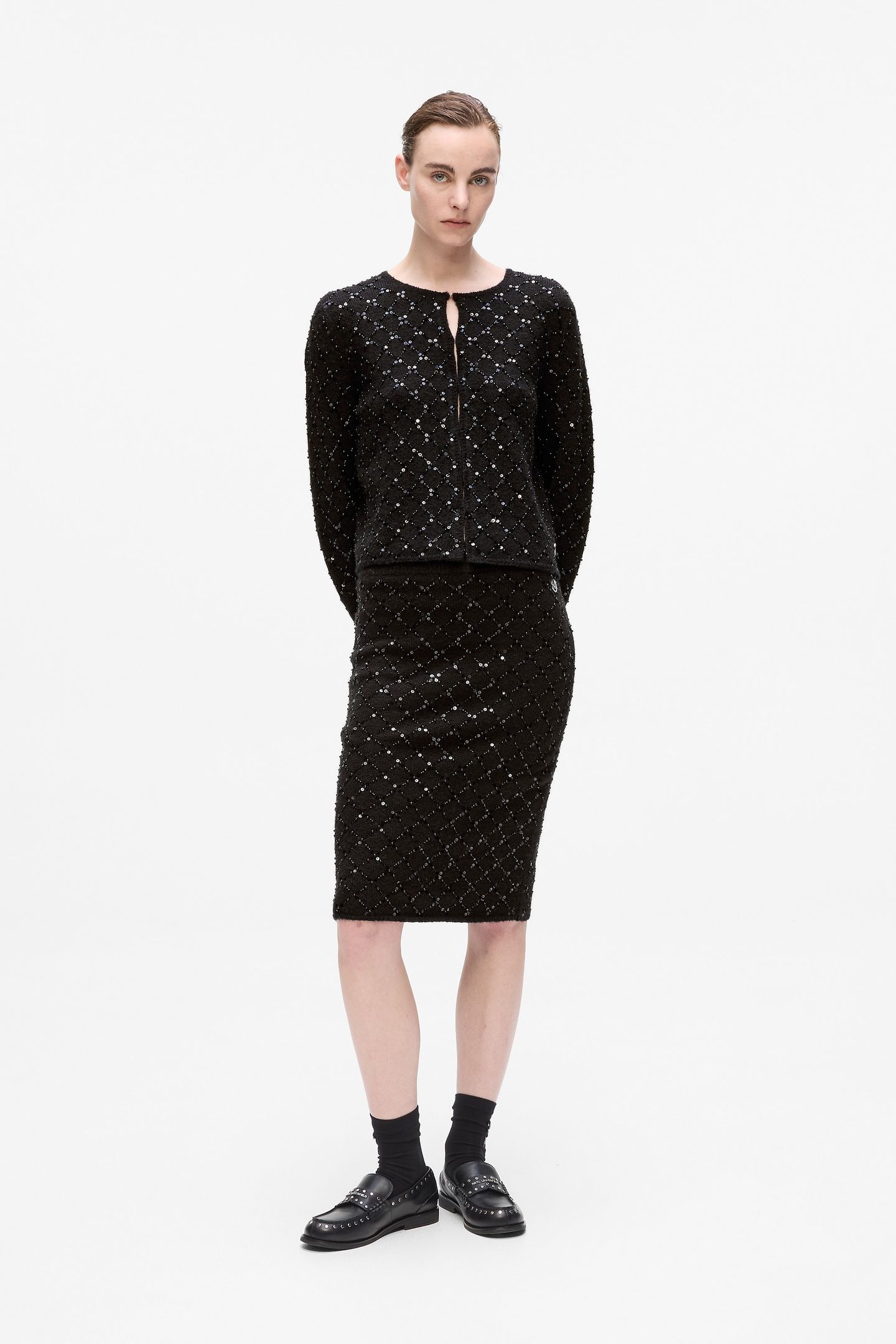 BLACK EMBELLISHED KNIT CARDIGAN 3