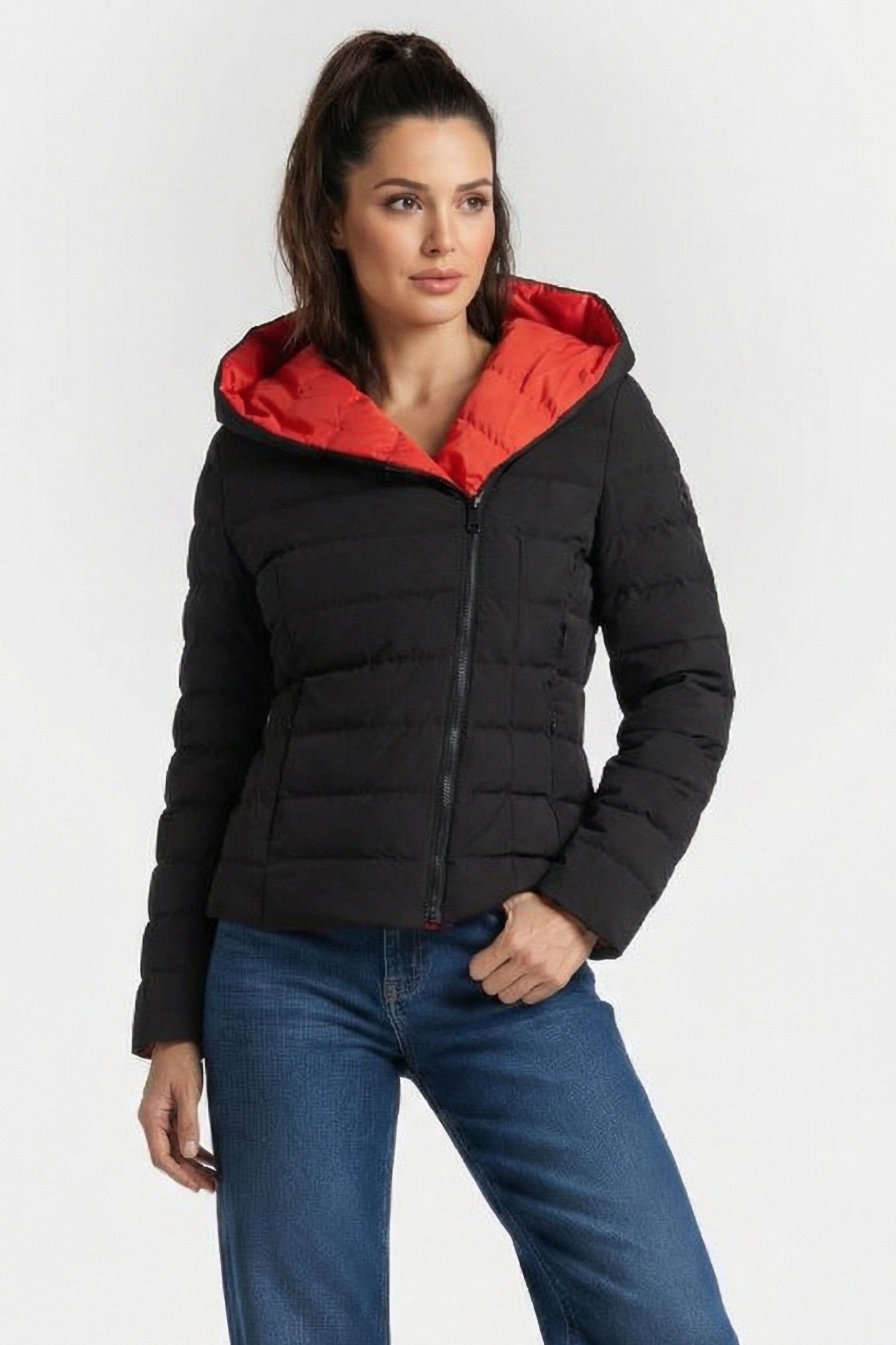 IOLA PUFFA COAT BLACK/RED 1