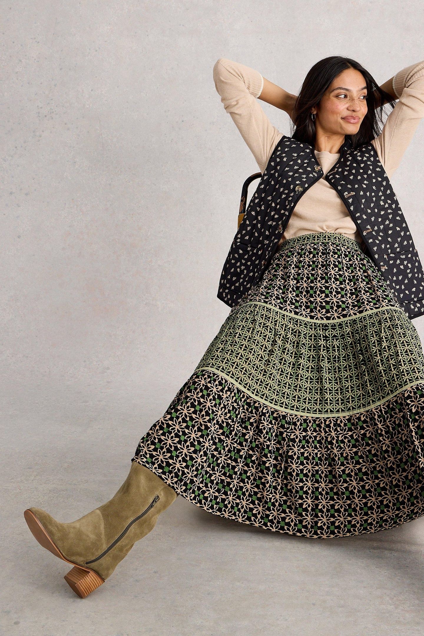 MABEL MIXED PRINT SKIRT BLACK MULTI 4