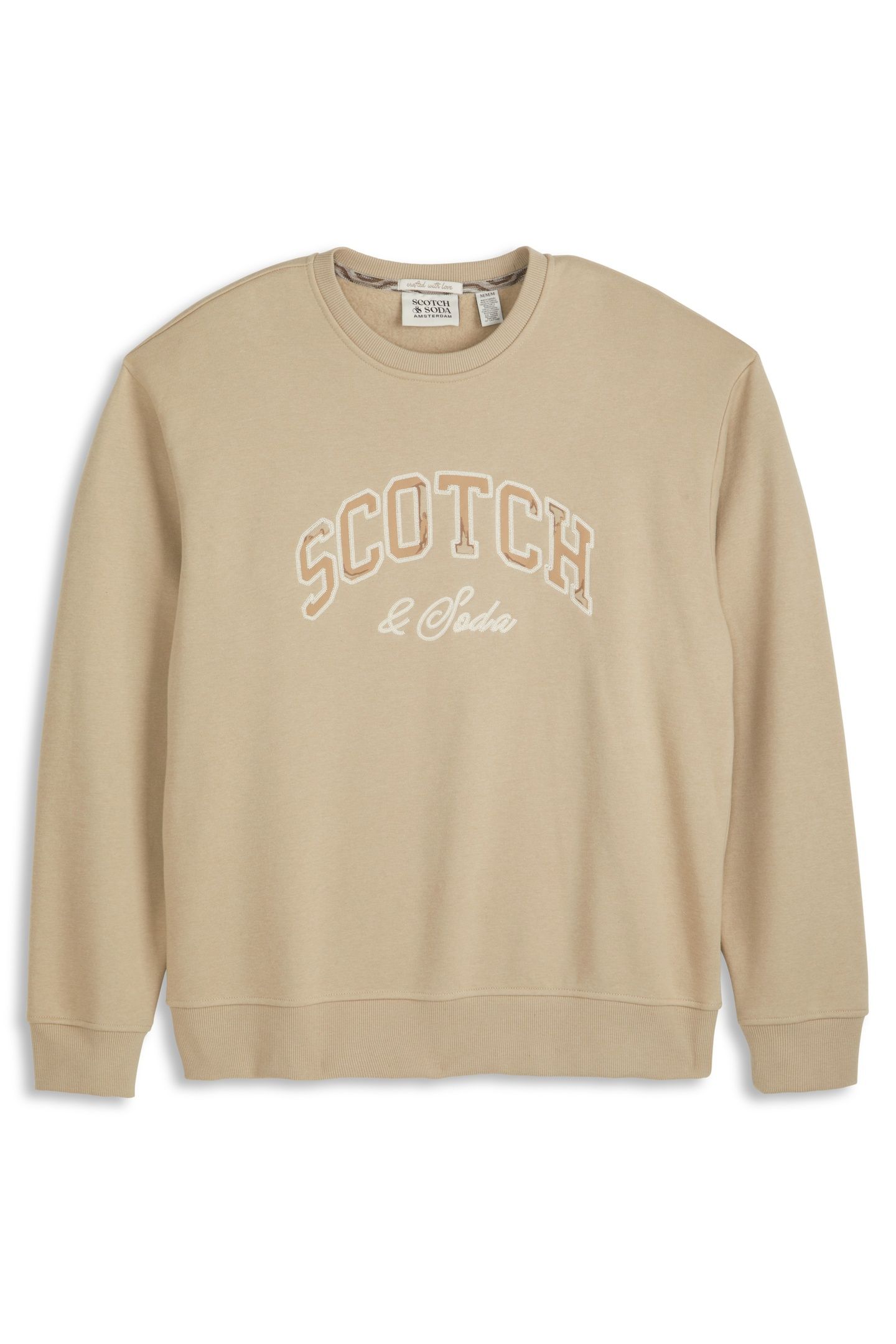 RELAXED FIT GRAPHIC FLEECE CREW TAUPE 1