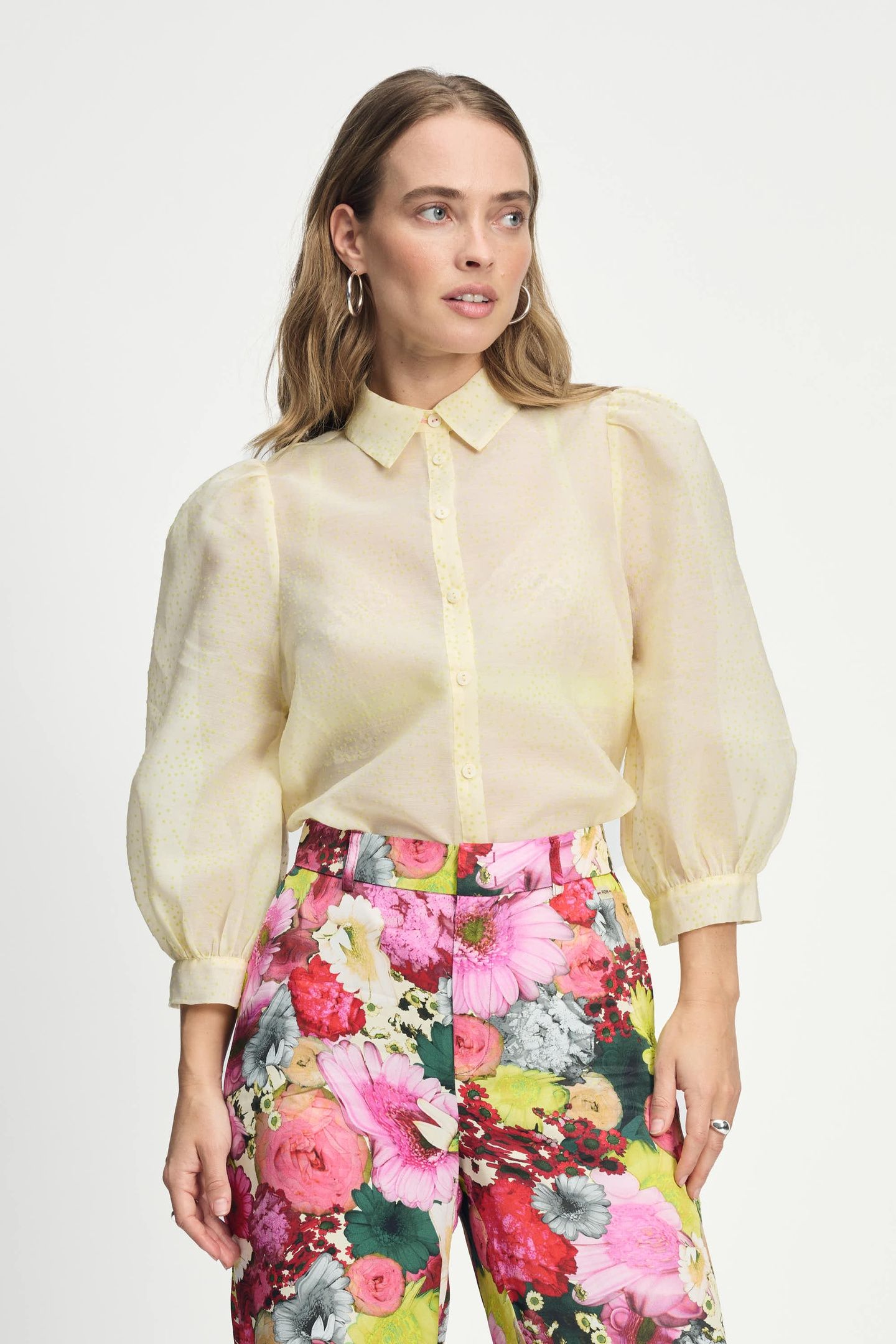 BLOUSE - LIME DOTS YELLOW 2